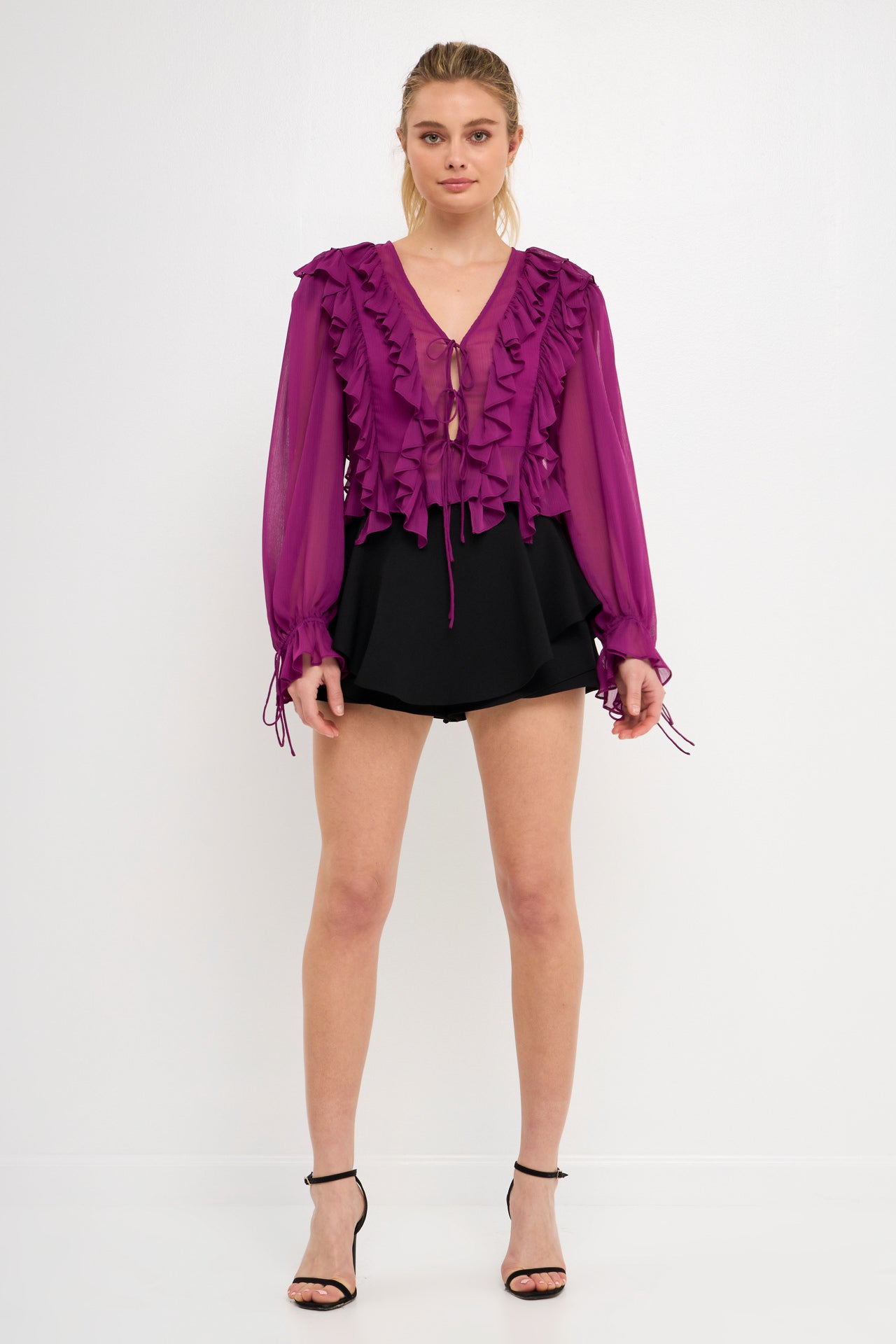 Multi Ruffled Long Sleeve Blouse