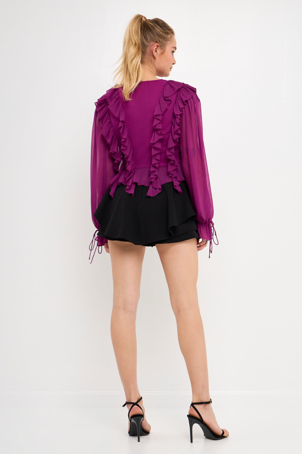 Multi Ruffled Long Sleeve Blouse