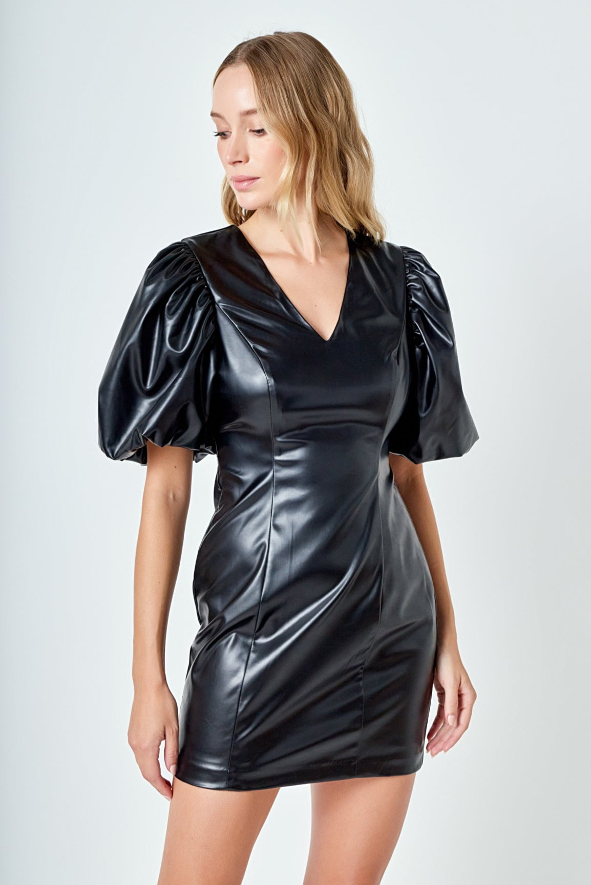 PU Fitted Mini Dress