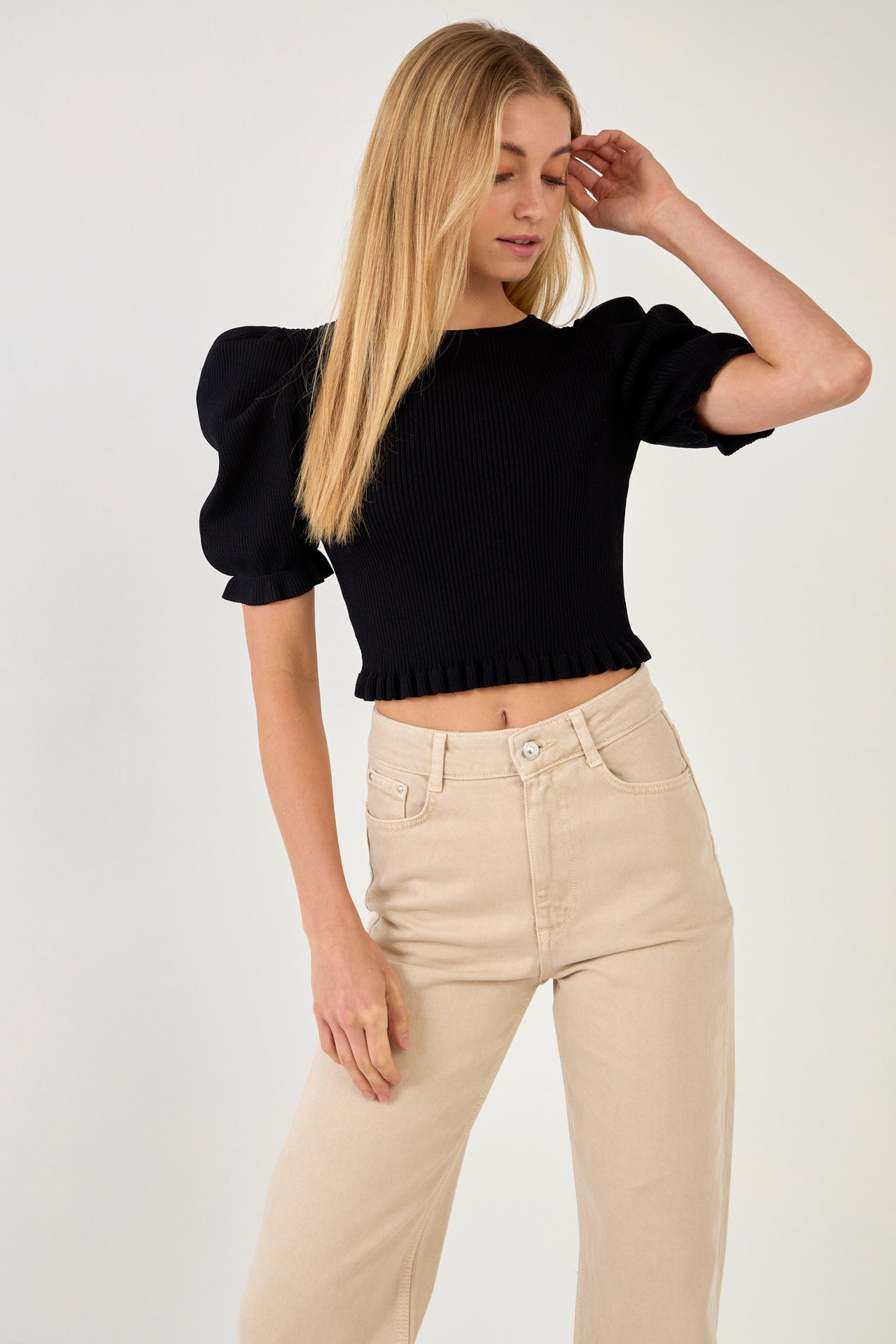 Back Tied Straps Knit Top