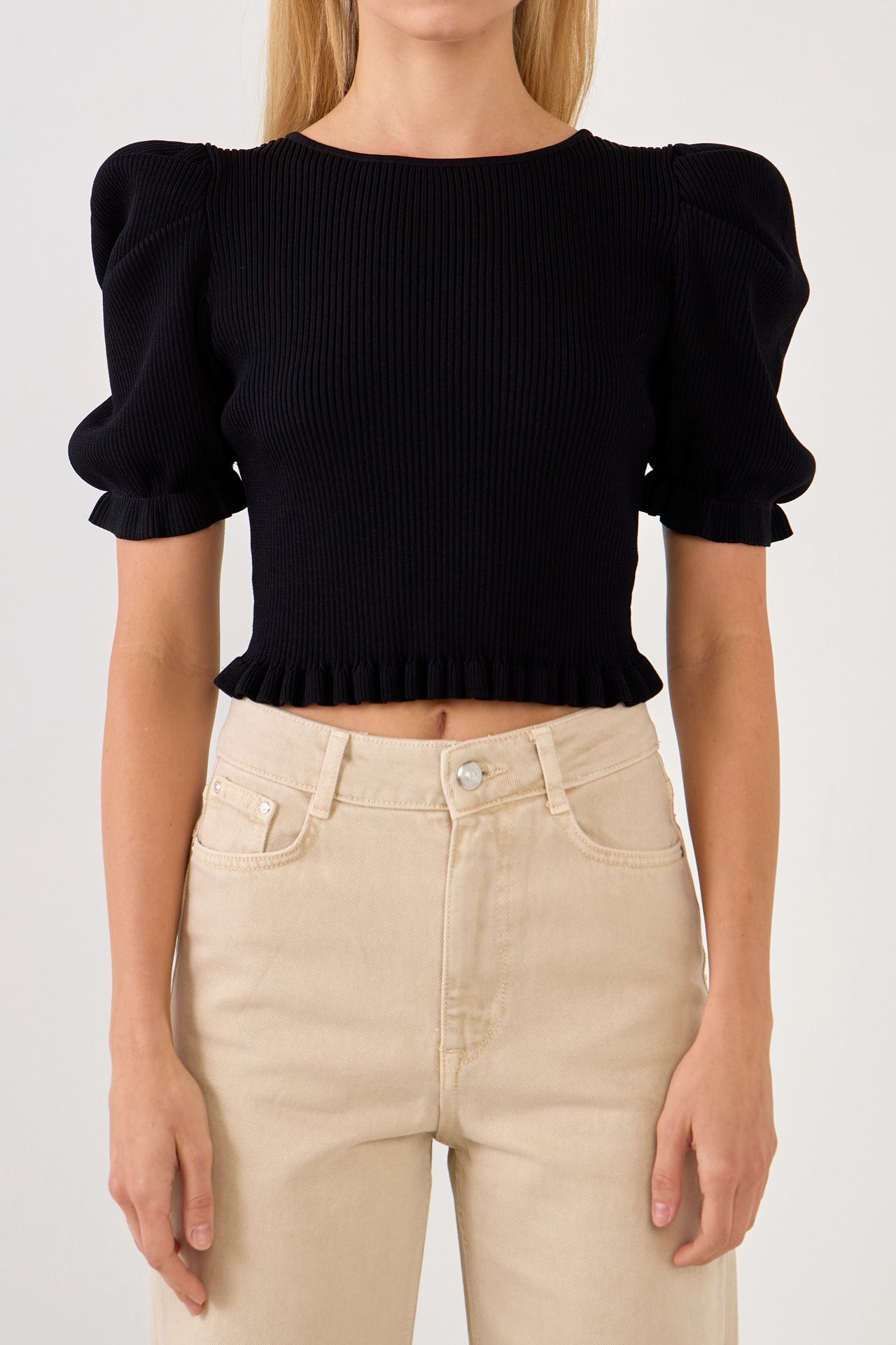 Back Tied Straps Knit Top