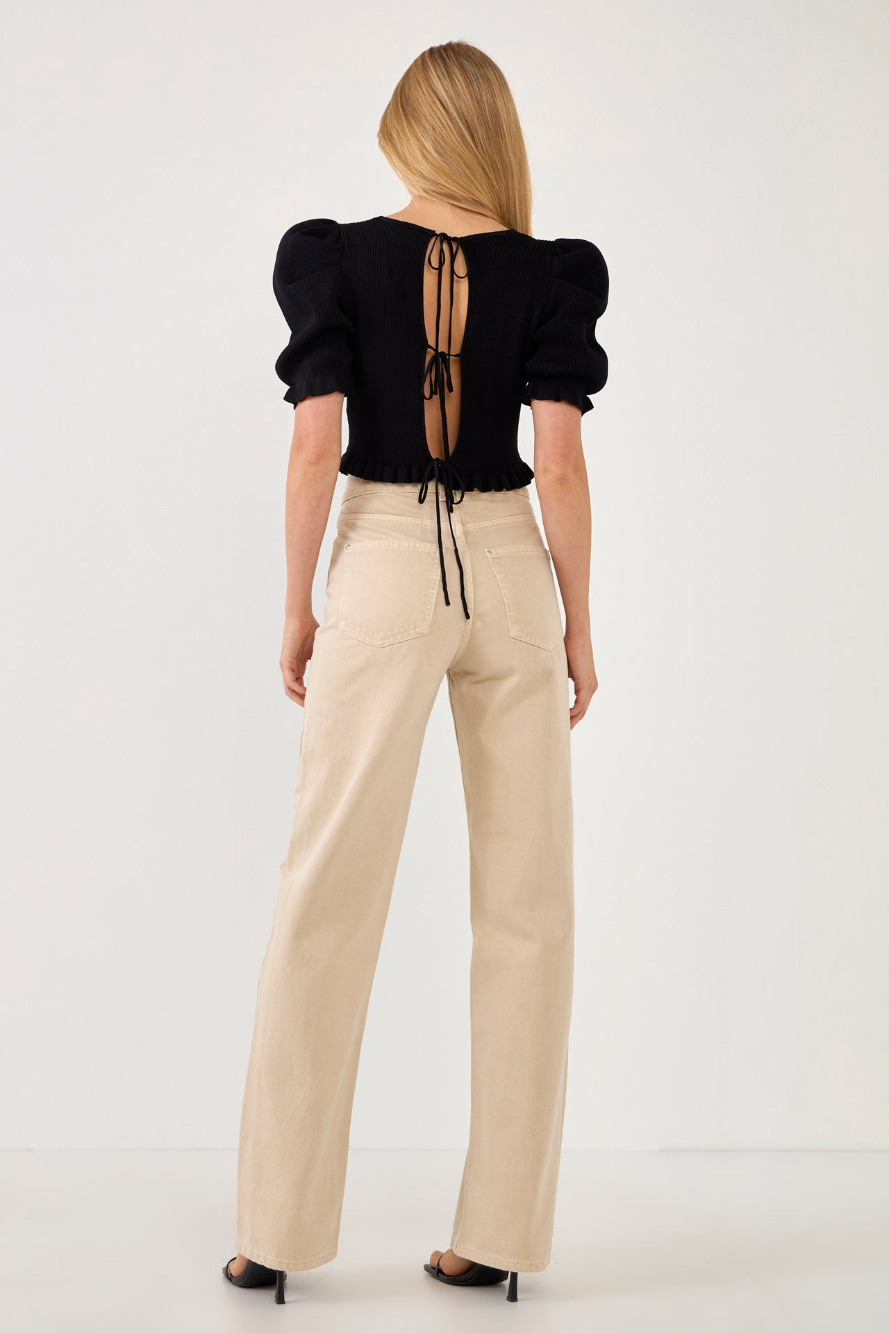 Back Tied Straps Knit Top