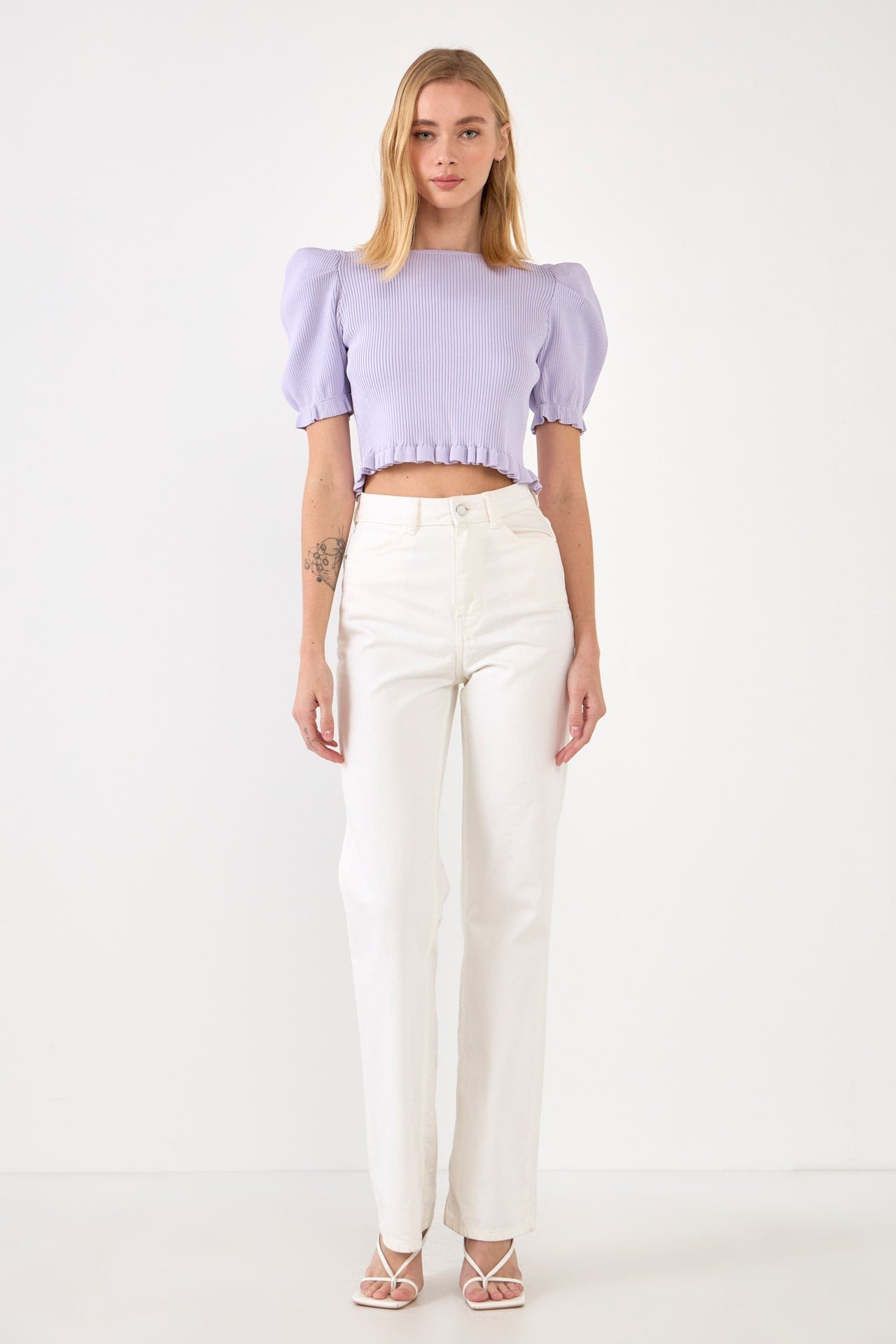 Back Tied Straps Knit Top