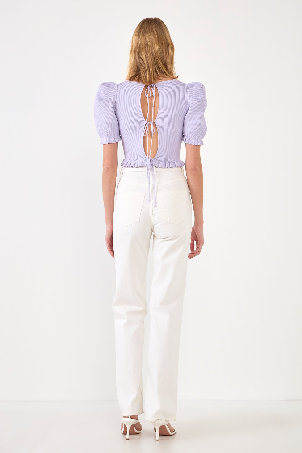 Back Tied Straps Knit Top