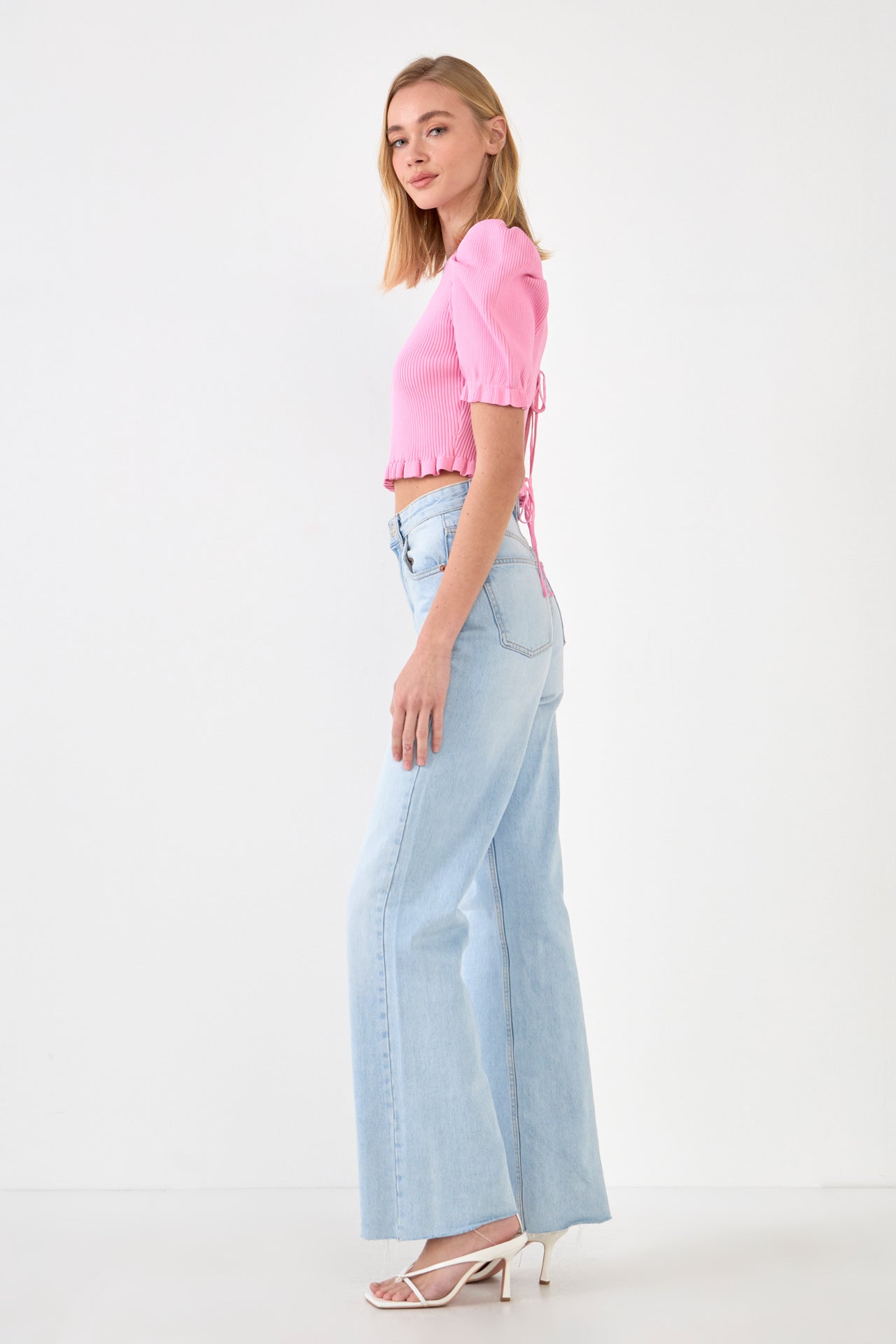 Back Tied Straps Knit Top