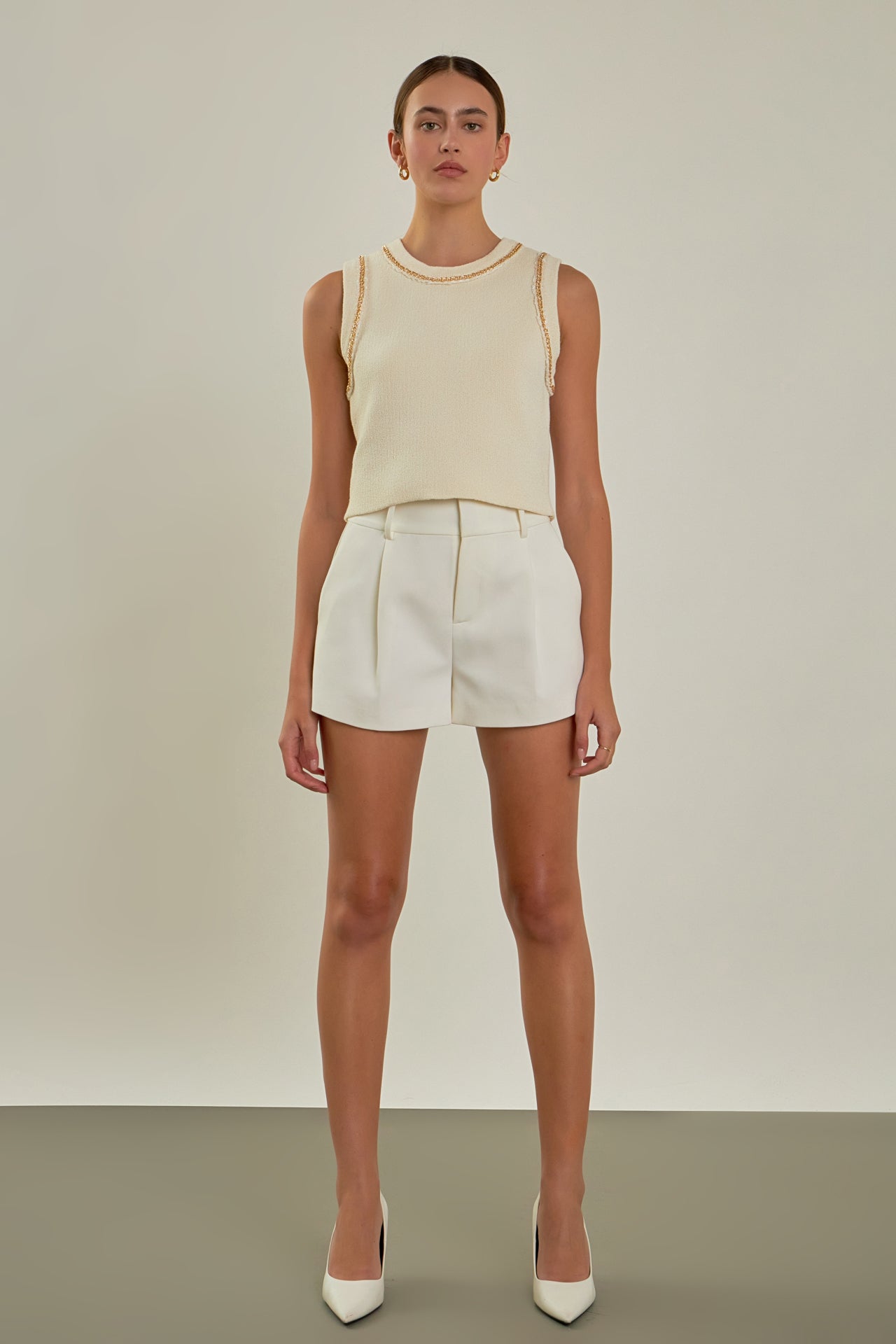 Trim Detail Knit Tank Top