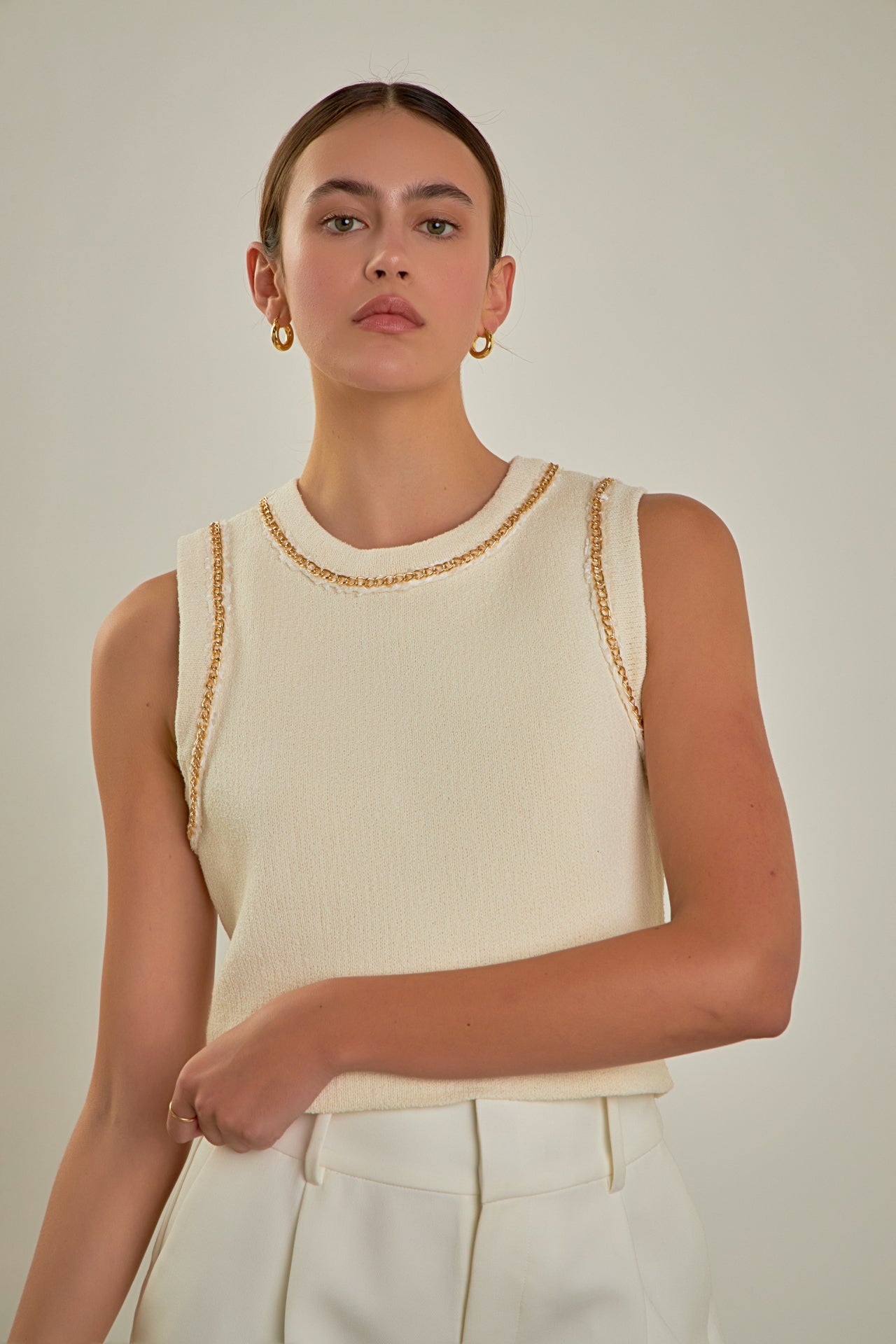 Trim Detail Knit Tank Top