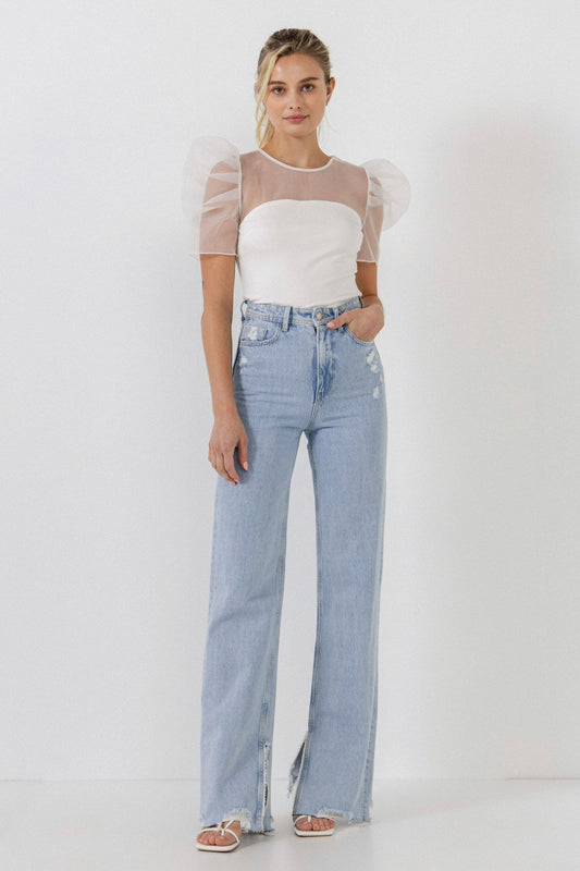 Knit with Organza Mixed Media Top