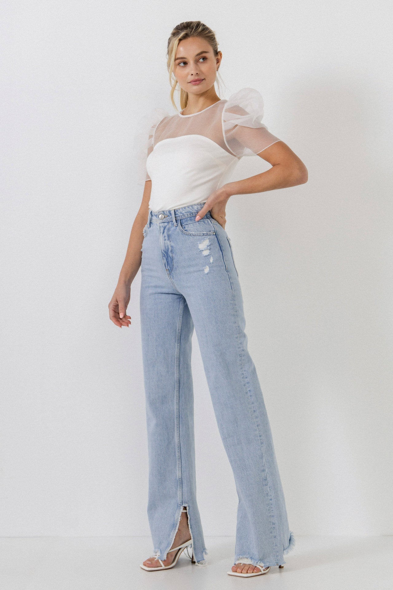 Knit with Organza Mixed Media Top