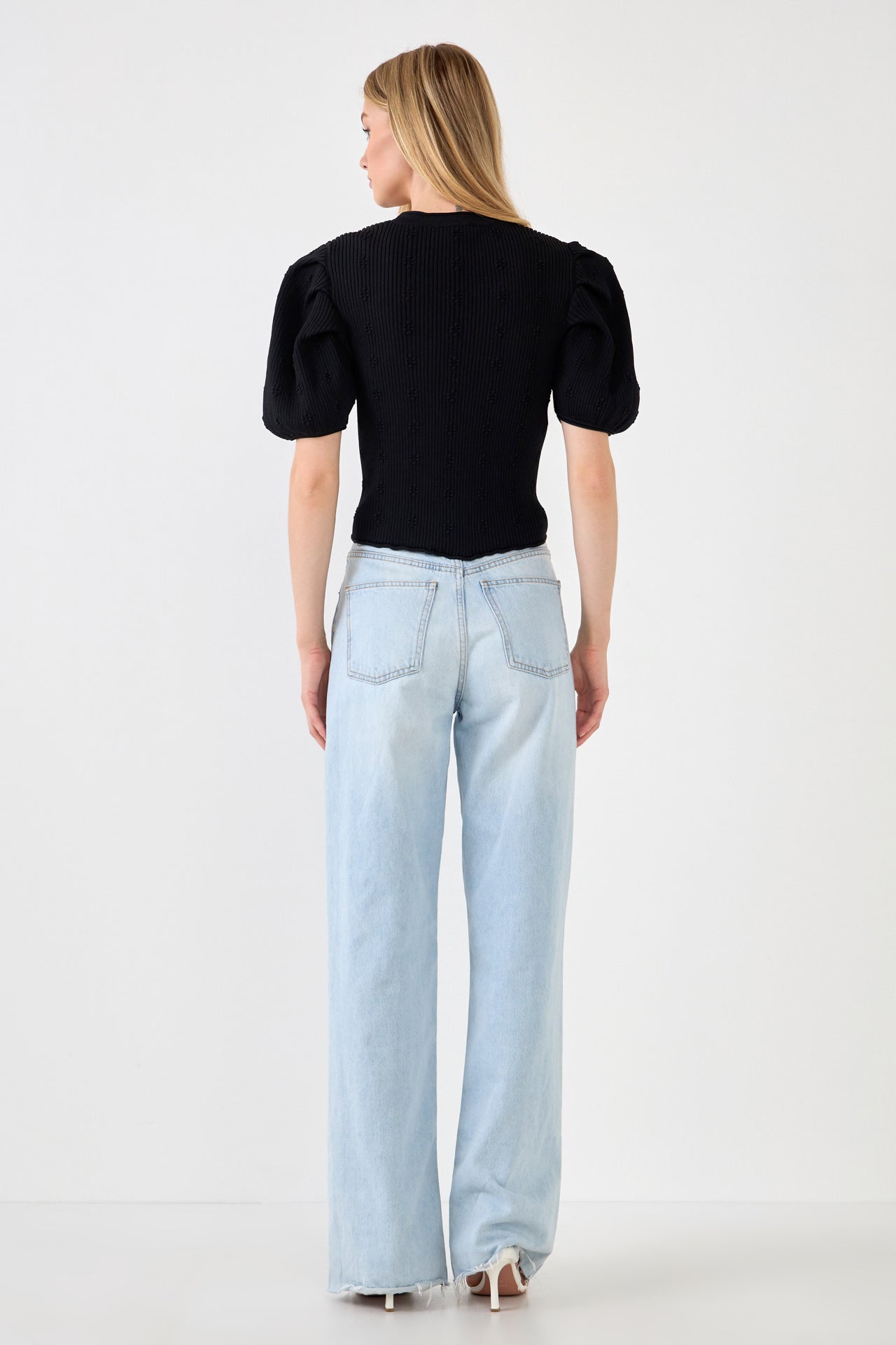 Floral Puff Short Sleeve Cardigan