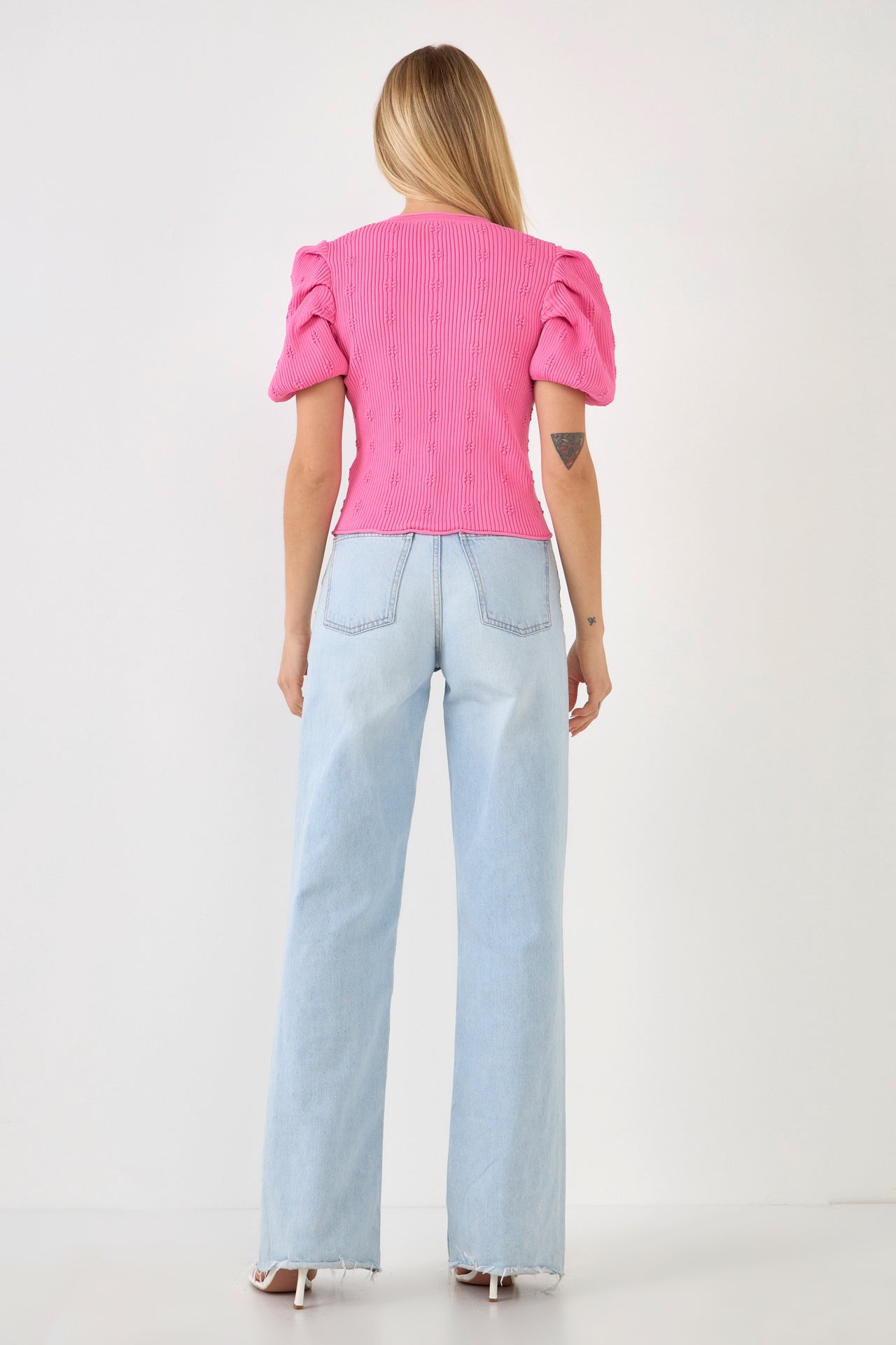 Floral Puff Short Sleeve Cardigan