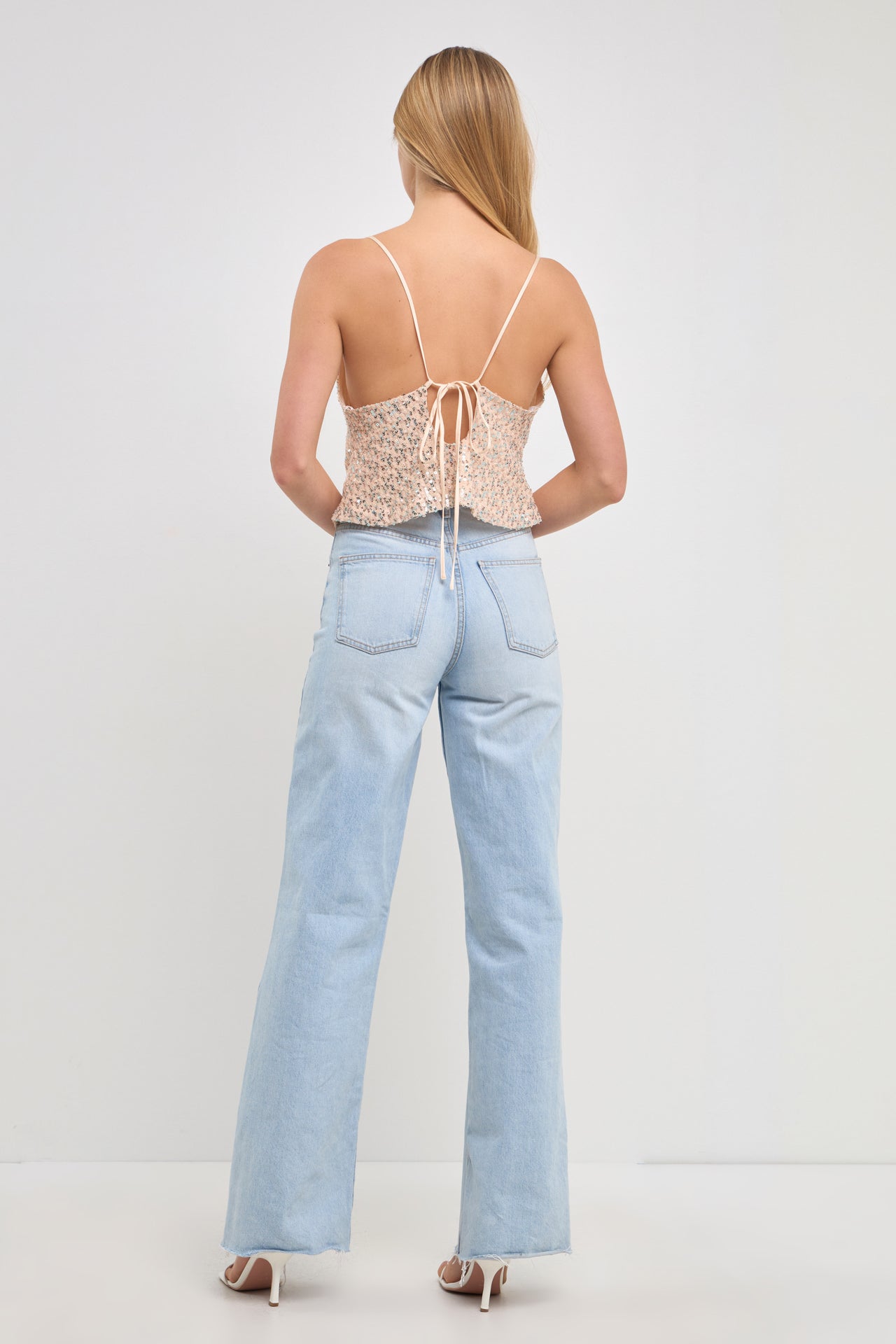 Cowl Neck Sequin Top