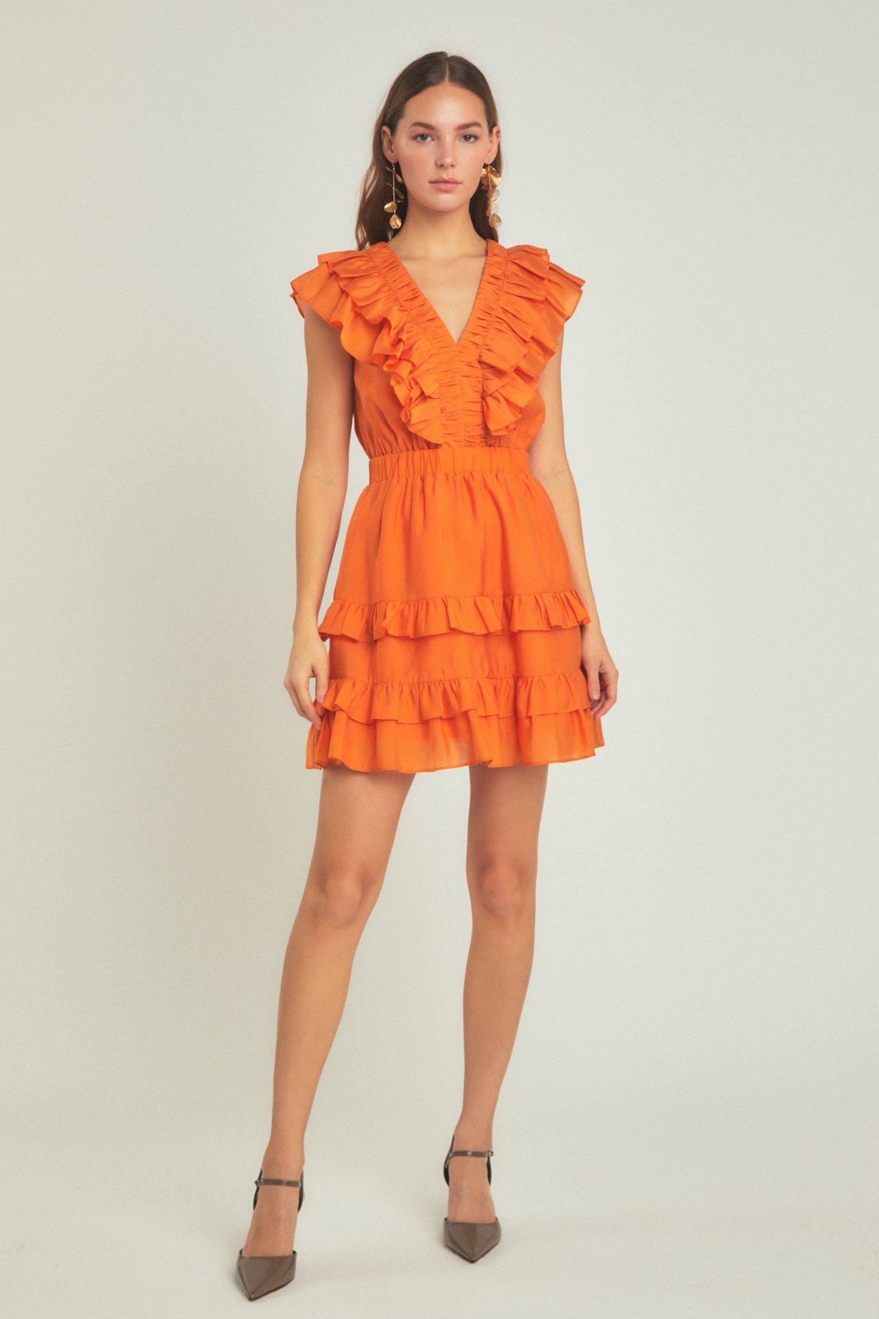 Ruffle Detail Mini Dress