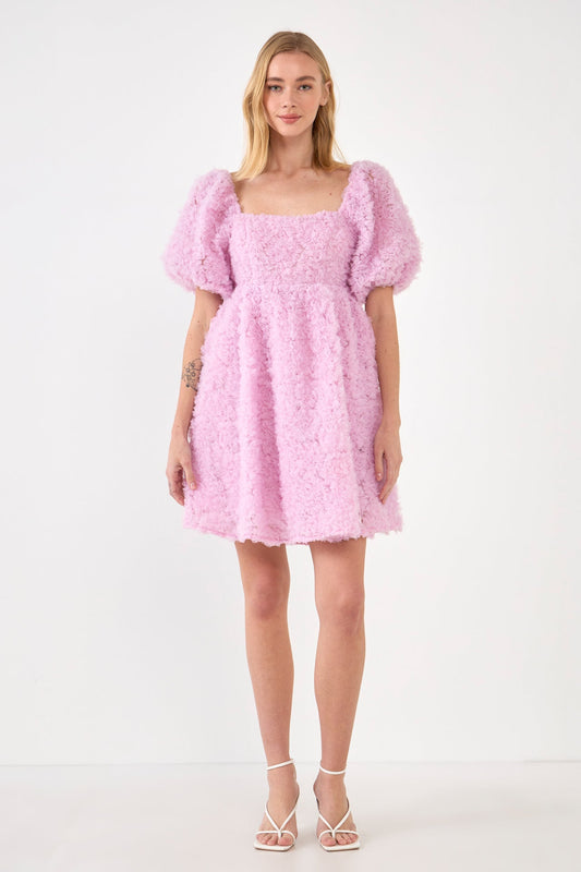 Floral Trim Fabric Back Tie Detail Mini Dress