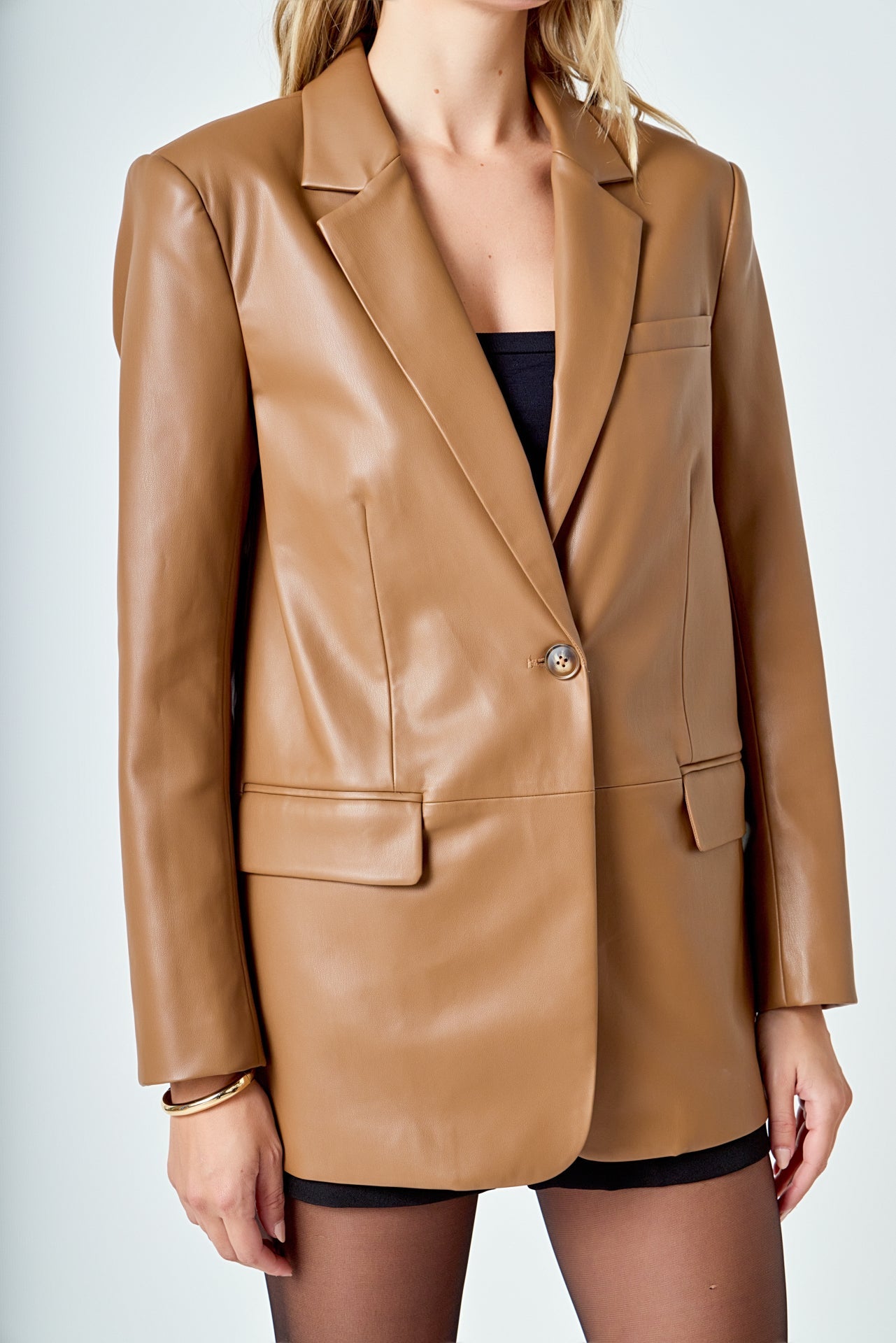 Faux Leather Blazer