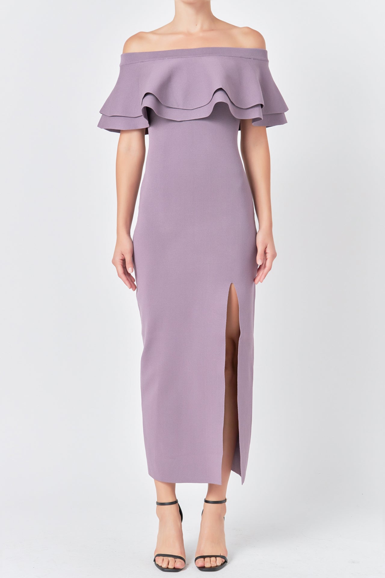 Off the Shoulder Ruffle Maxi Dress