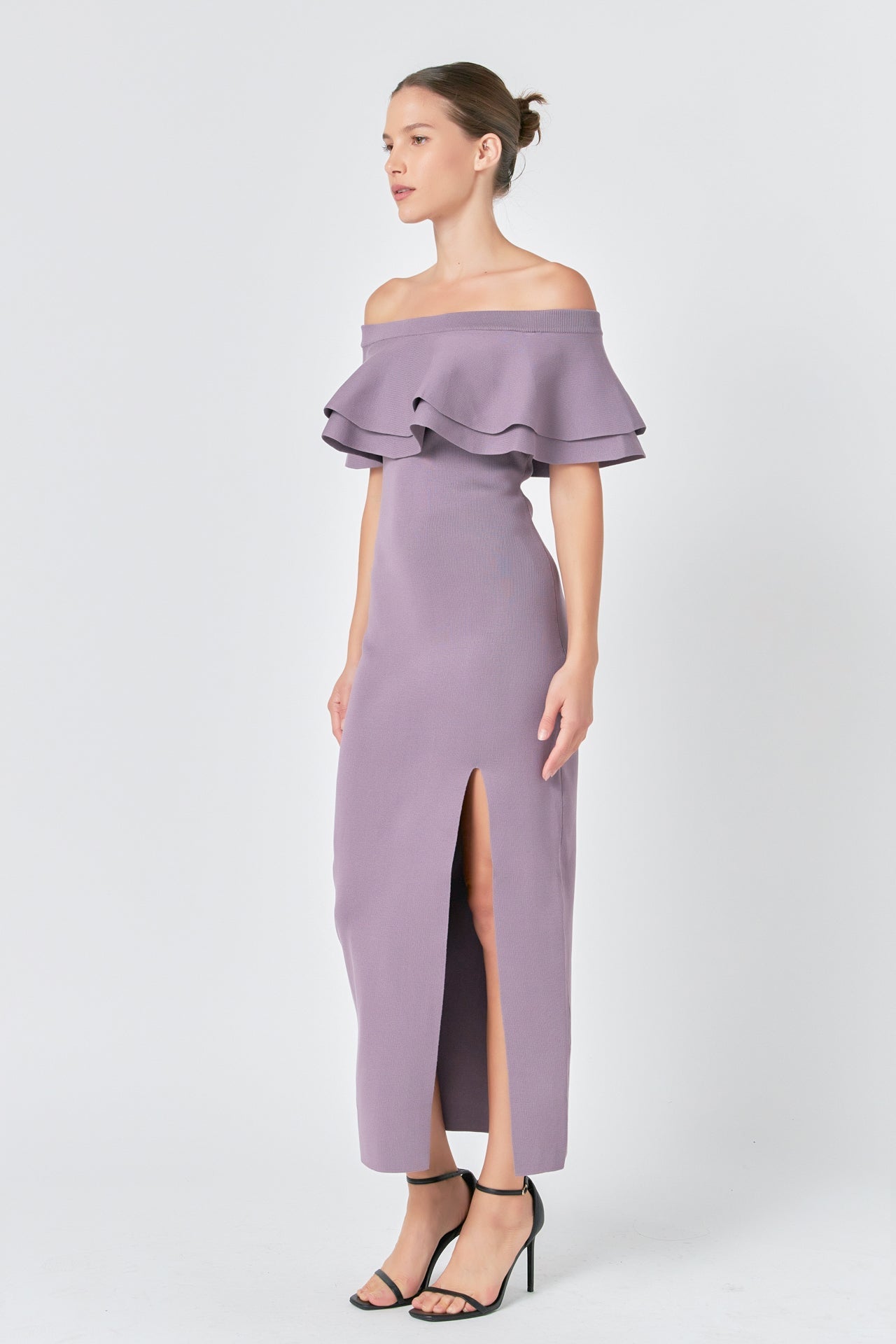 Off the Shoulder Ruffle Maxi Dress