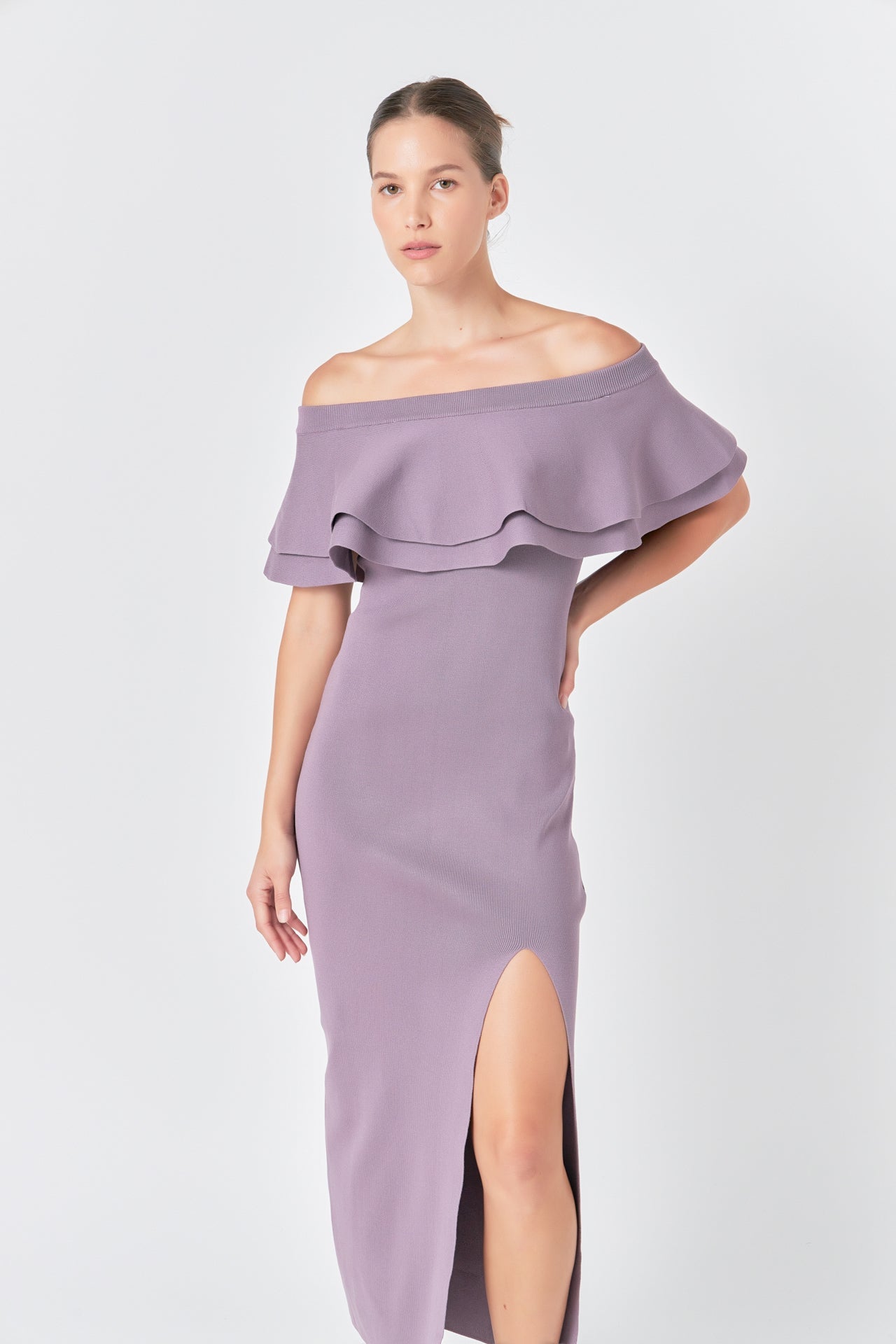 Off the Shoulder Ruffle Maxi Dress