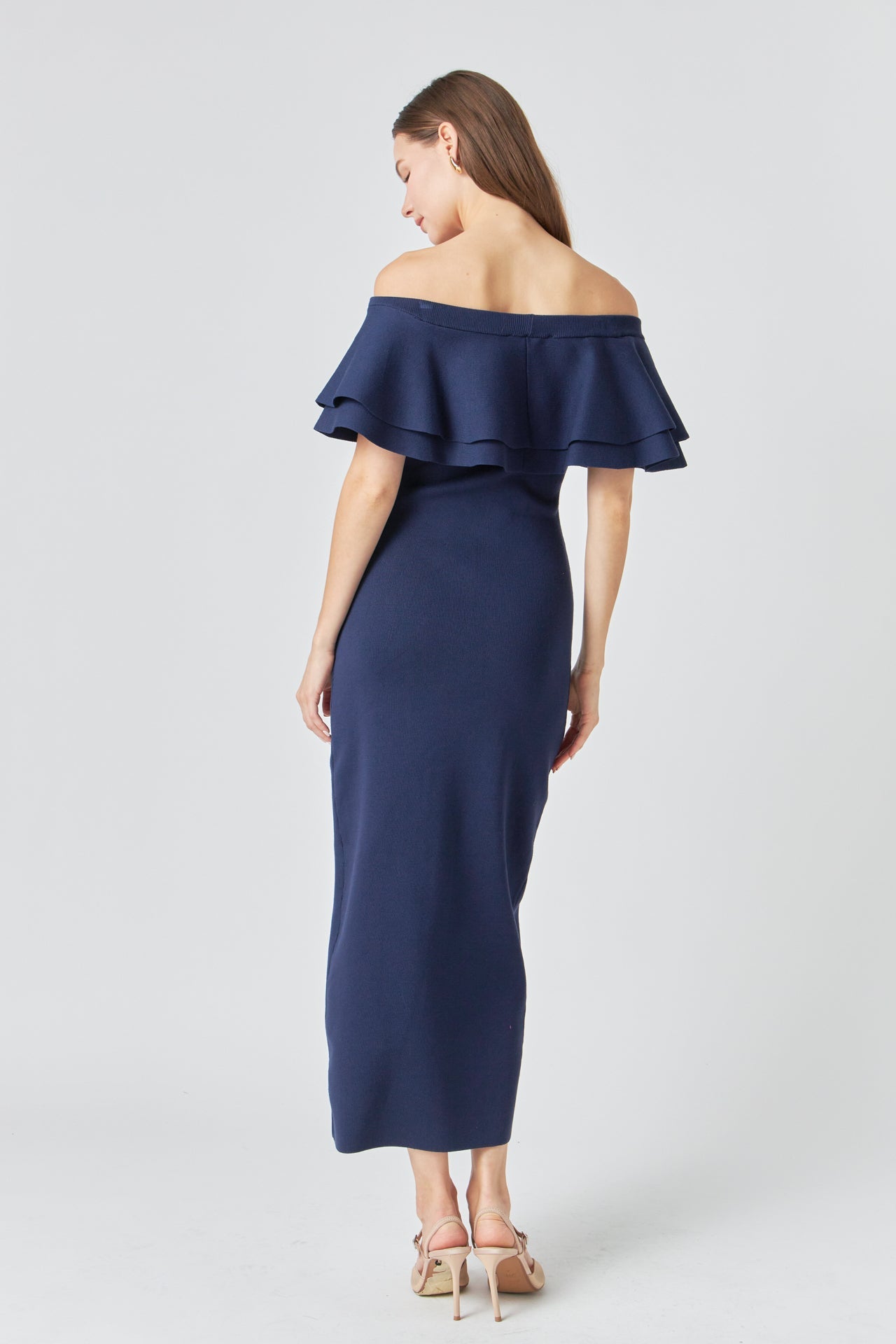 Off the Shoulder Ruffle Maxi Dress