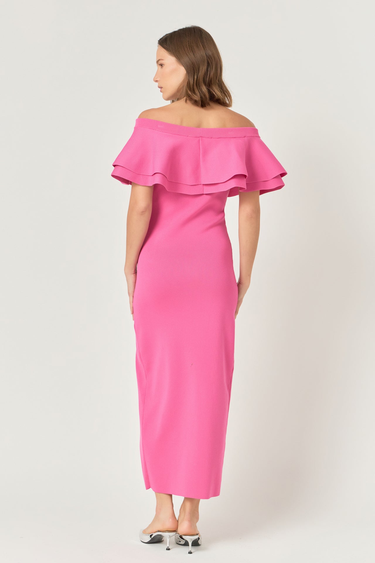 Off the Shoulder Ruffle Maxi Dress