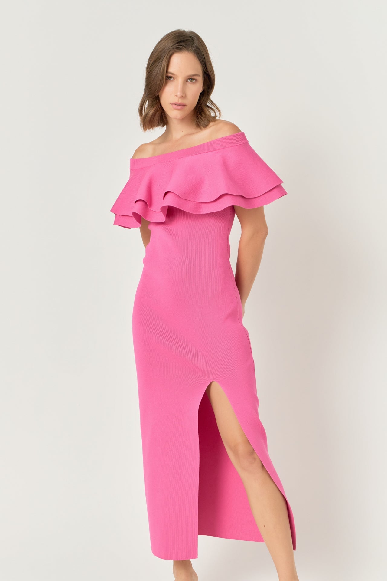 Off the Shoulder Ruffle Maxi Dress