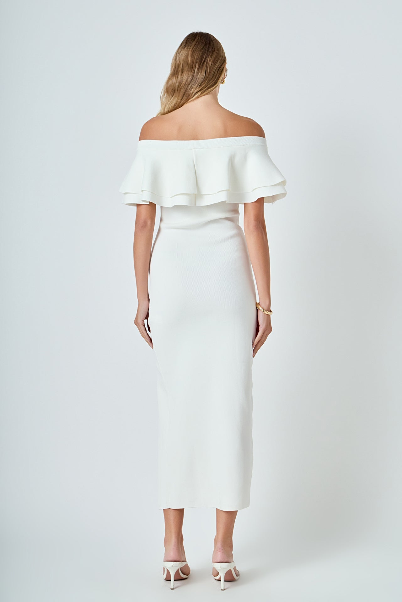 Off the Shoulder Ruffle Maxi Dress