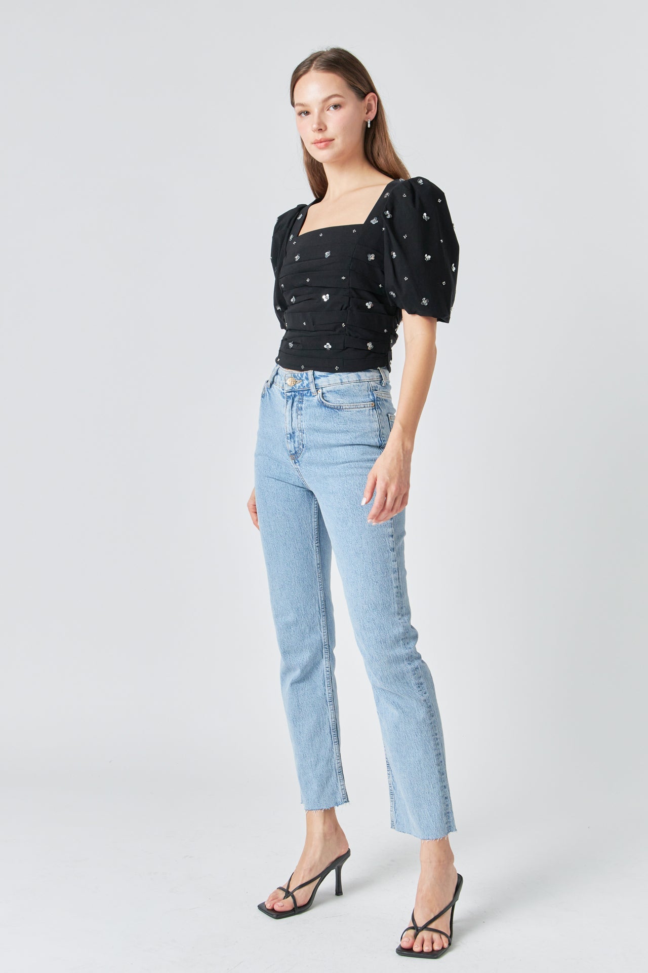 Premium Sequins Floral Embroidery Top