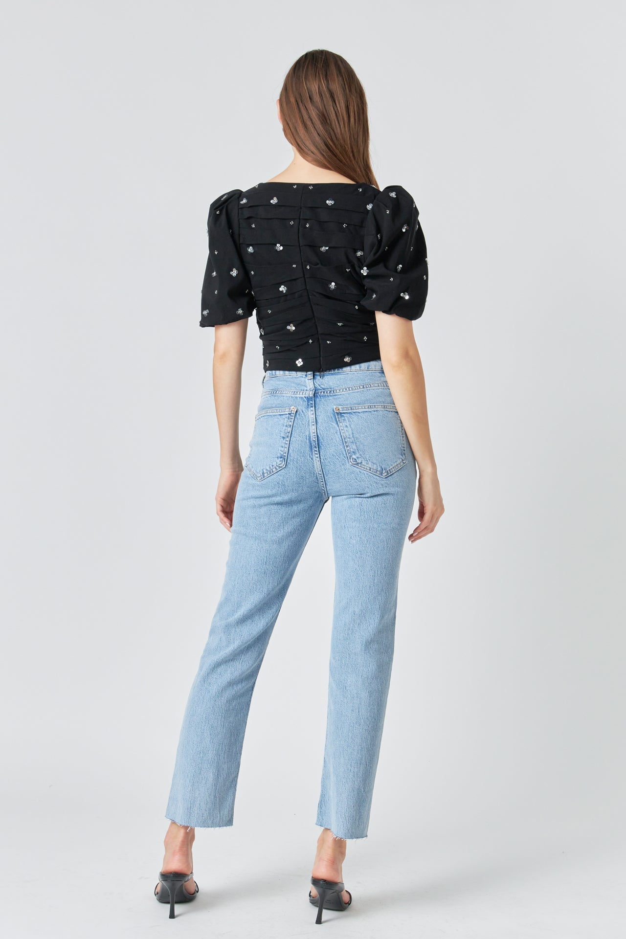 Premium Sequins Floral Embroidery Top