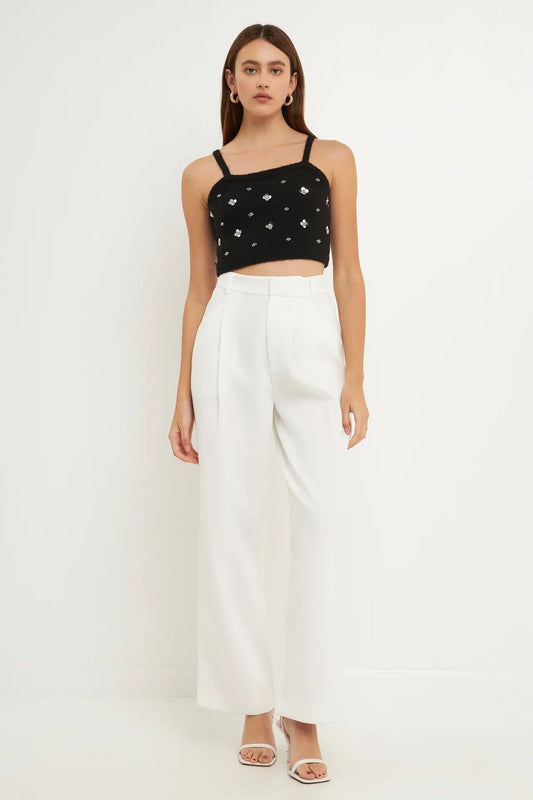 Sequin Embellished Knit Crop Top