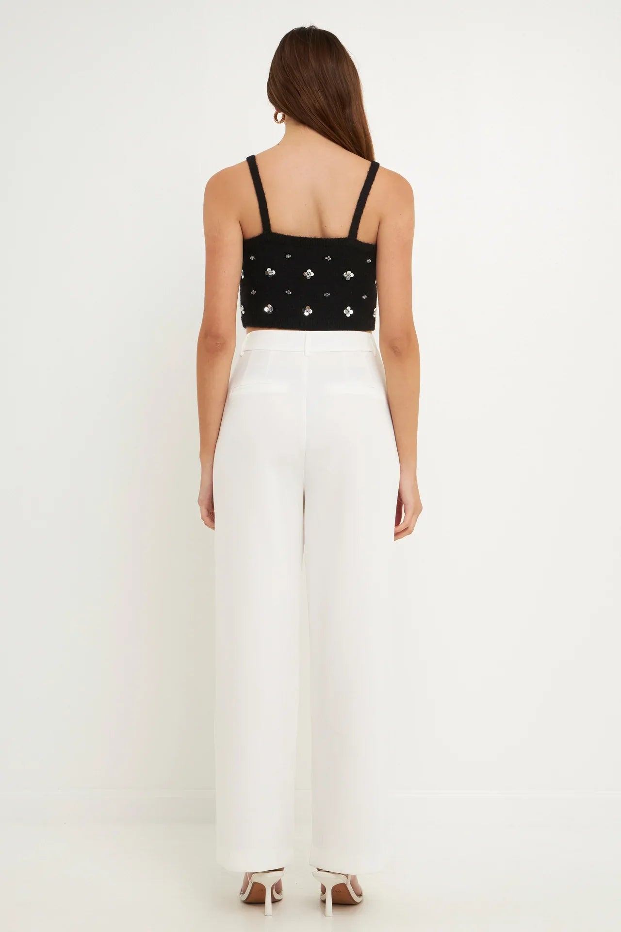 Sequin Embellished Knit Crop Top