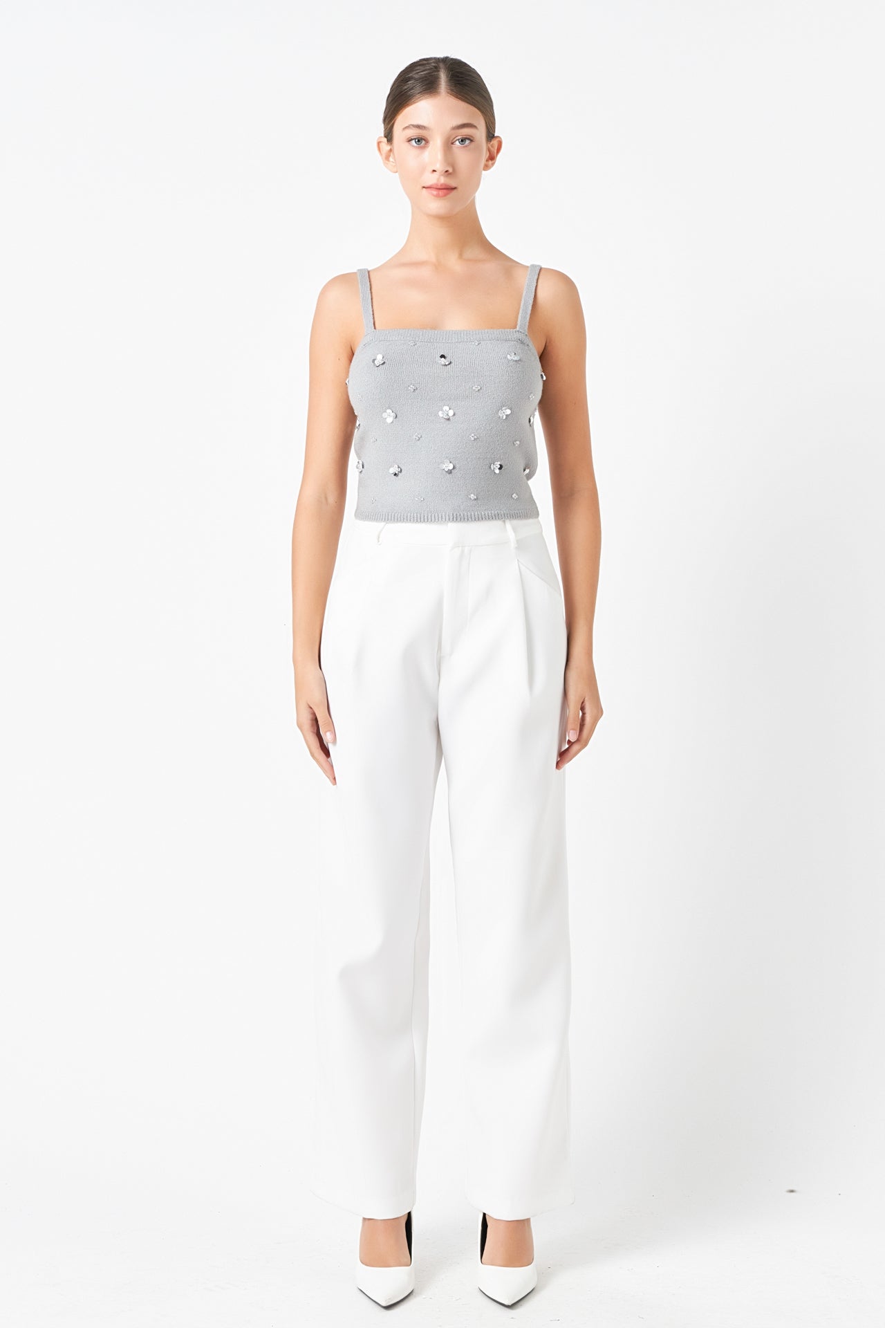 Sequin Embellished Knit Crop Top