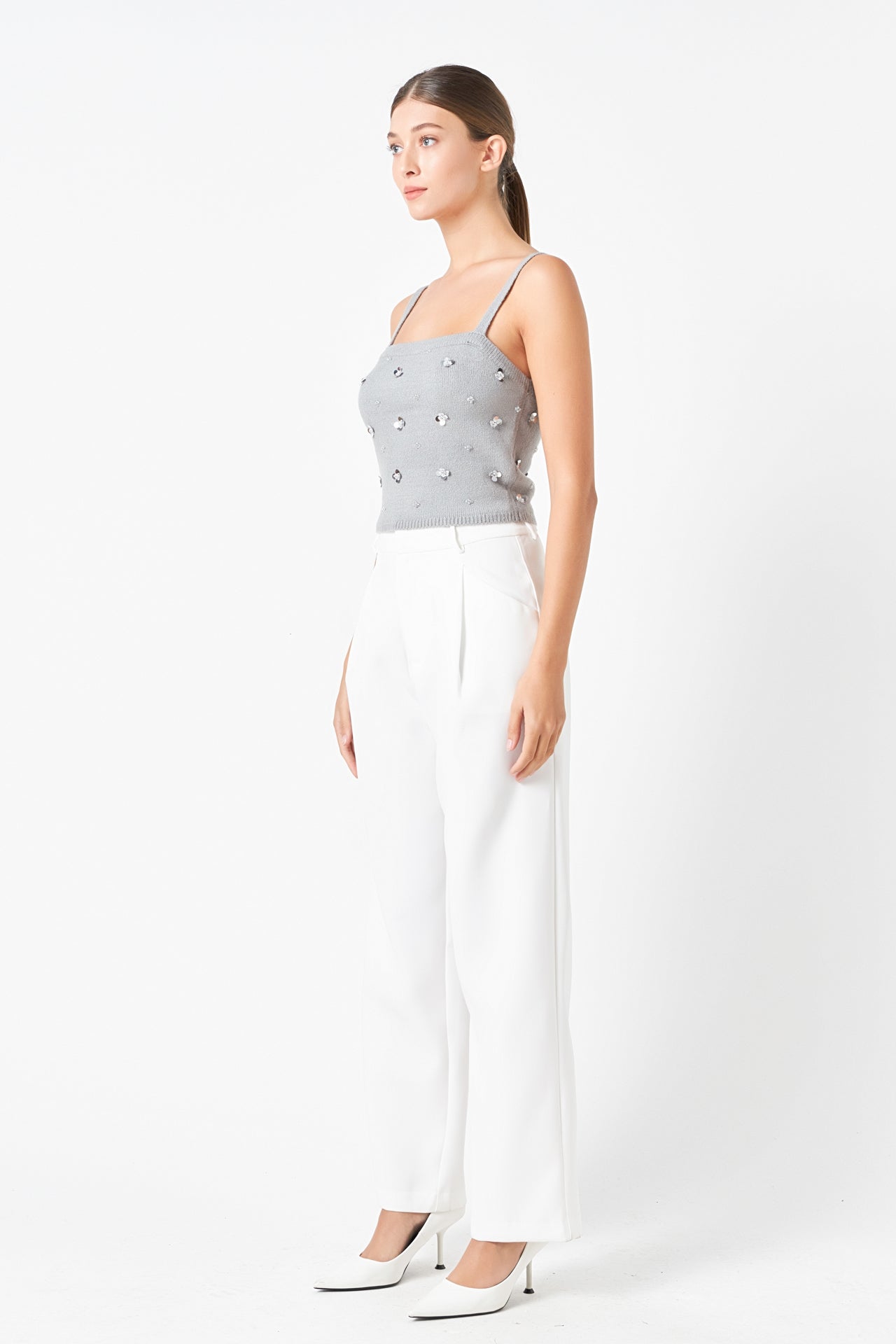 Sequin Embellished Knit Crop Top