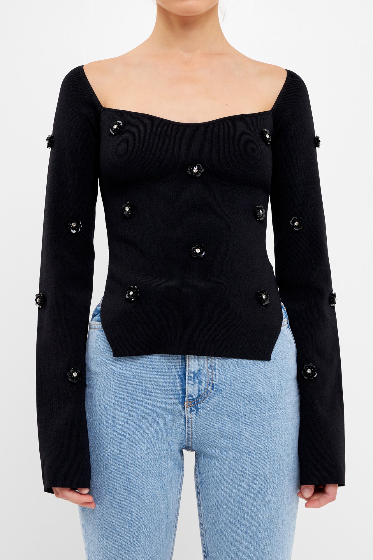 Sequin Flower Sweater