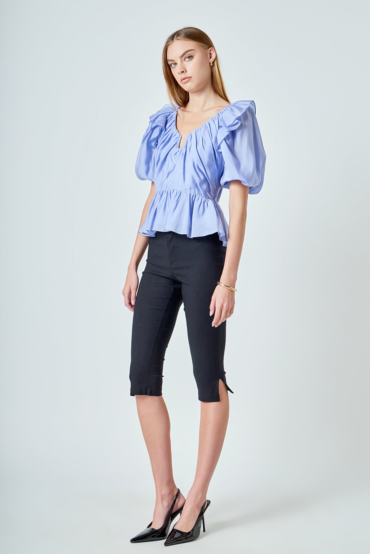 Puff Sleeve Peplum Top