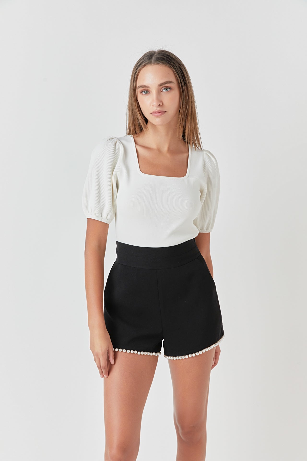 Premium Pearl-Trimmed Shorts