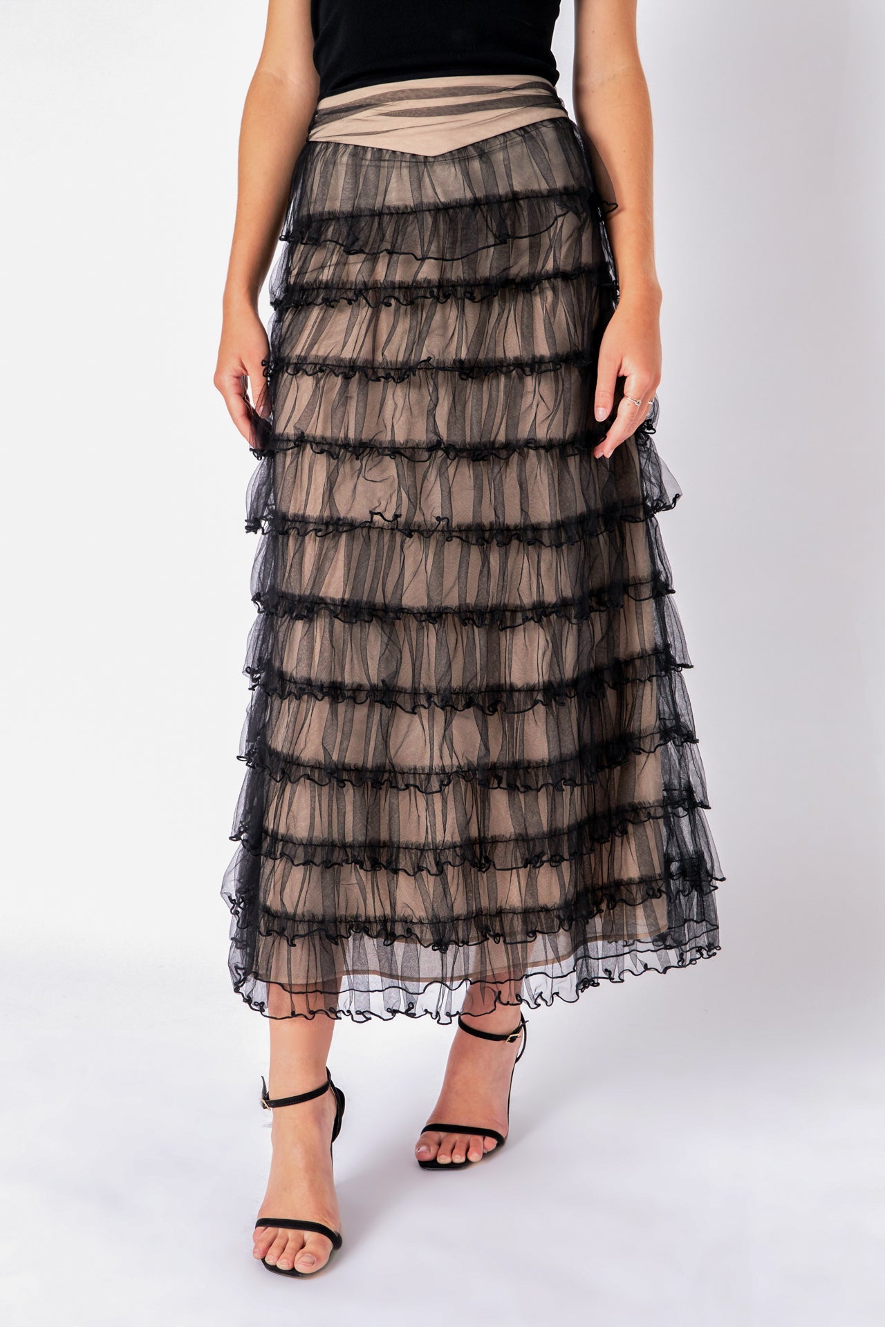 Layered Tulle Midi Skirt