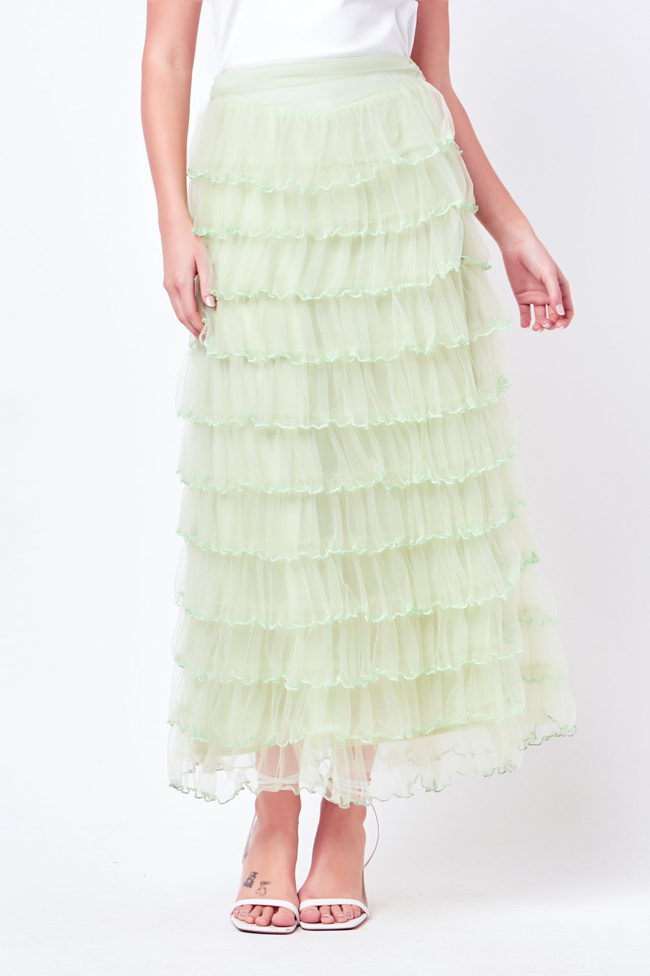 Layered Tulle Midi Skirt