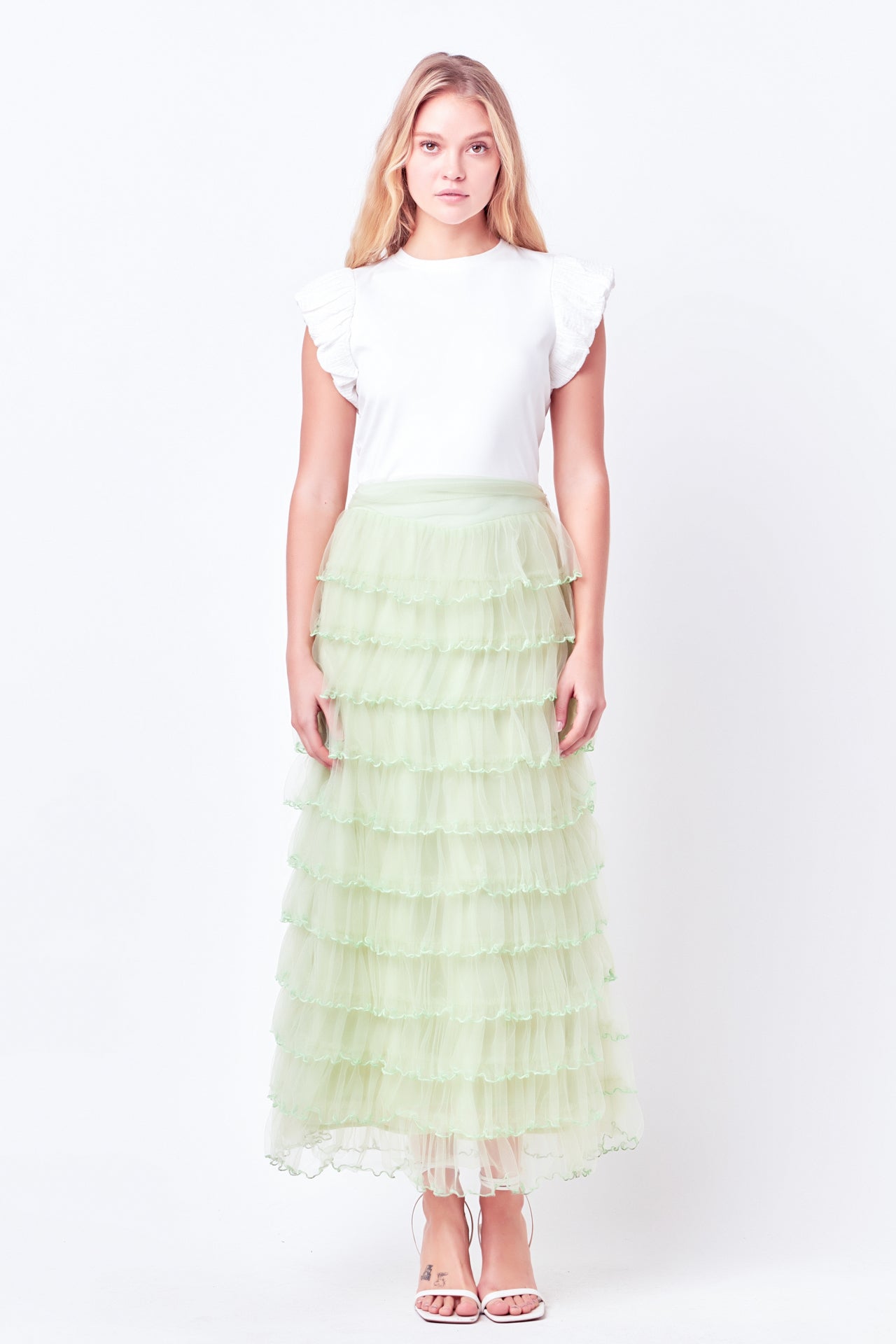 Layered Tulle Midi Skirt