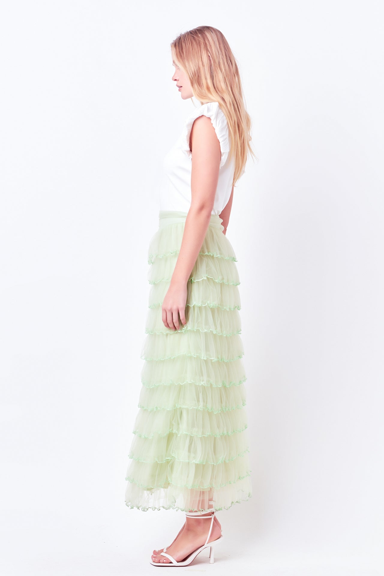 Layered Tulle Midi Skirt