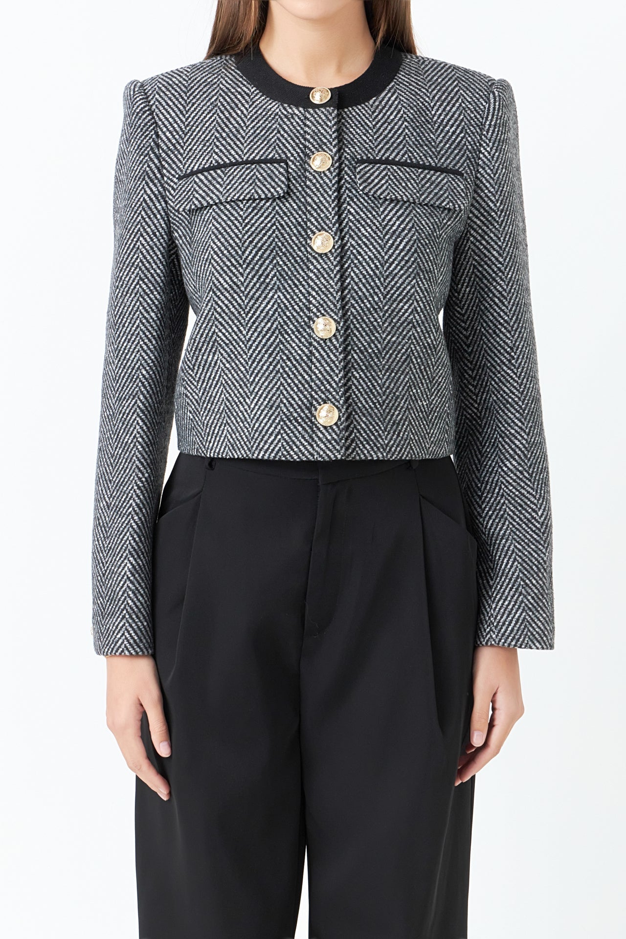 Herringbone Contrast Blazer