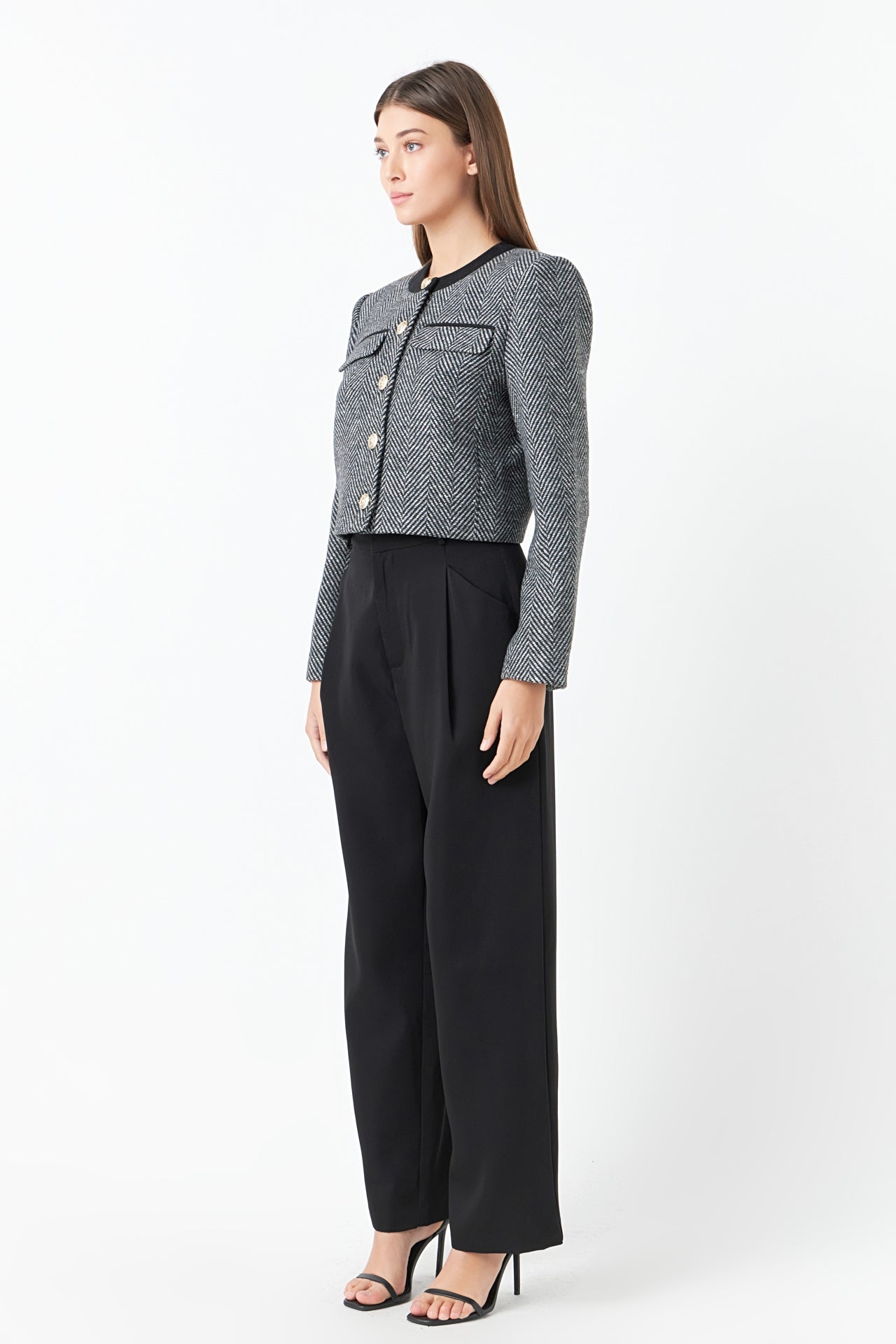 Herringbone Contrast Blazer