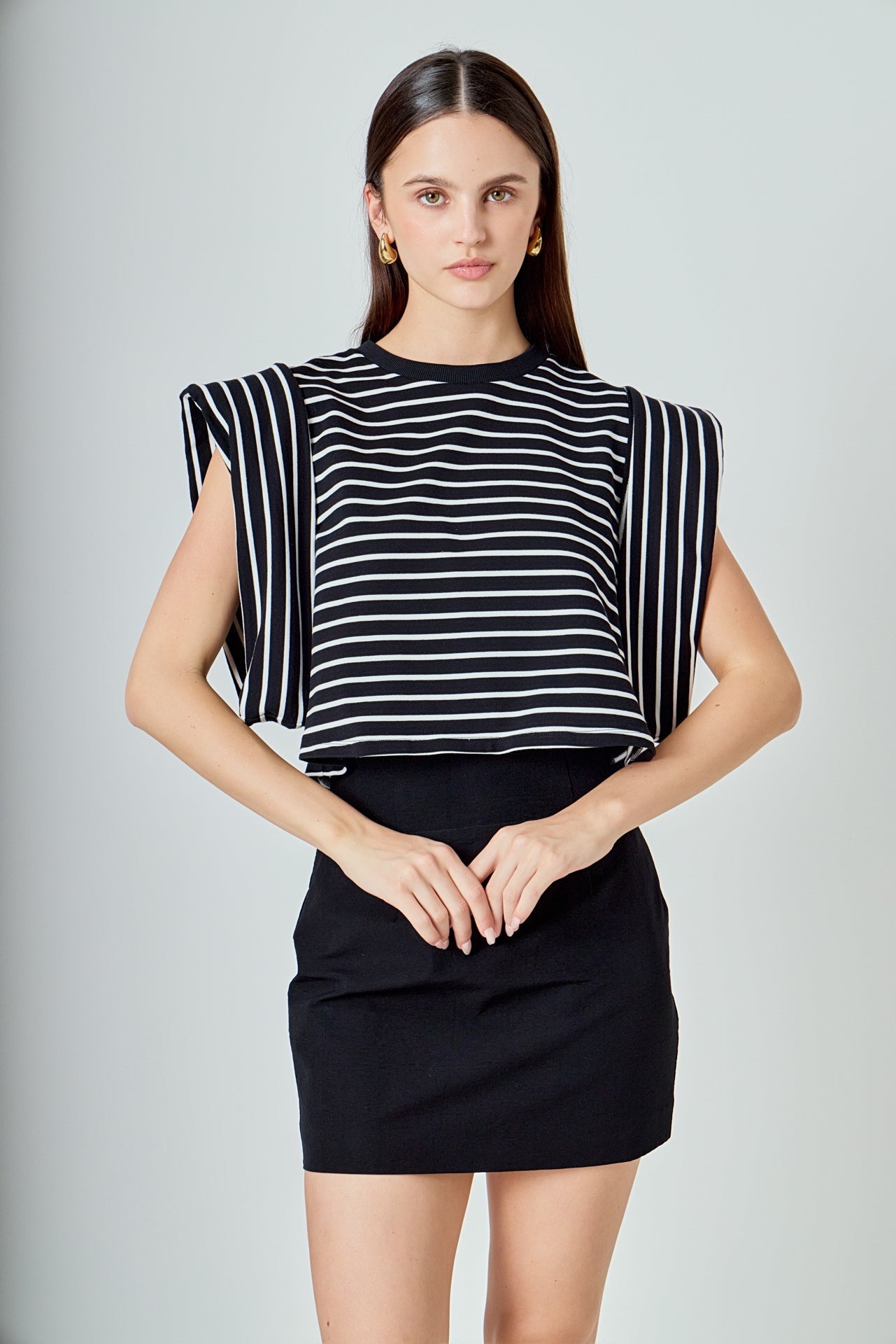 Stripe Drop Shoulder Cropped Top