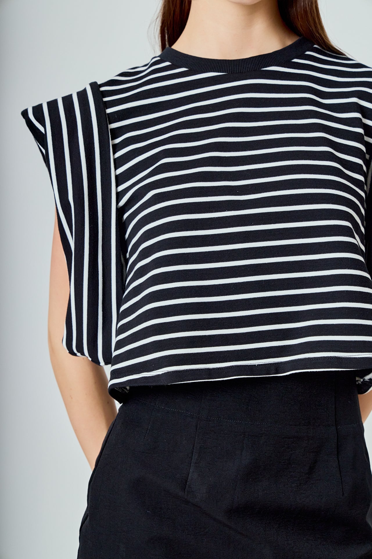Stripe Drop Shoulder Cropped Top
