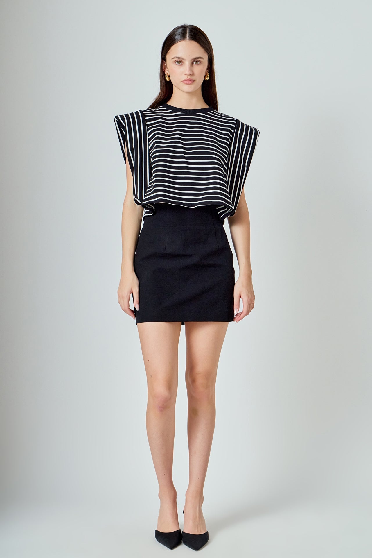 Stripe Drop Shoulder Cropped Top