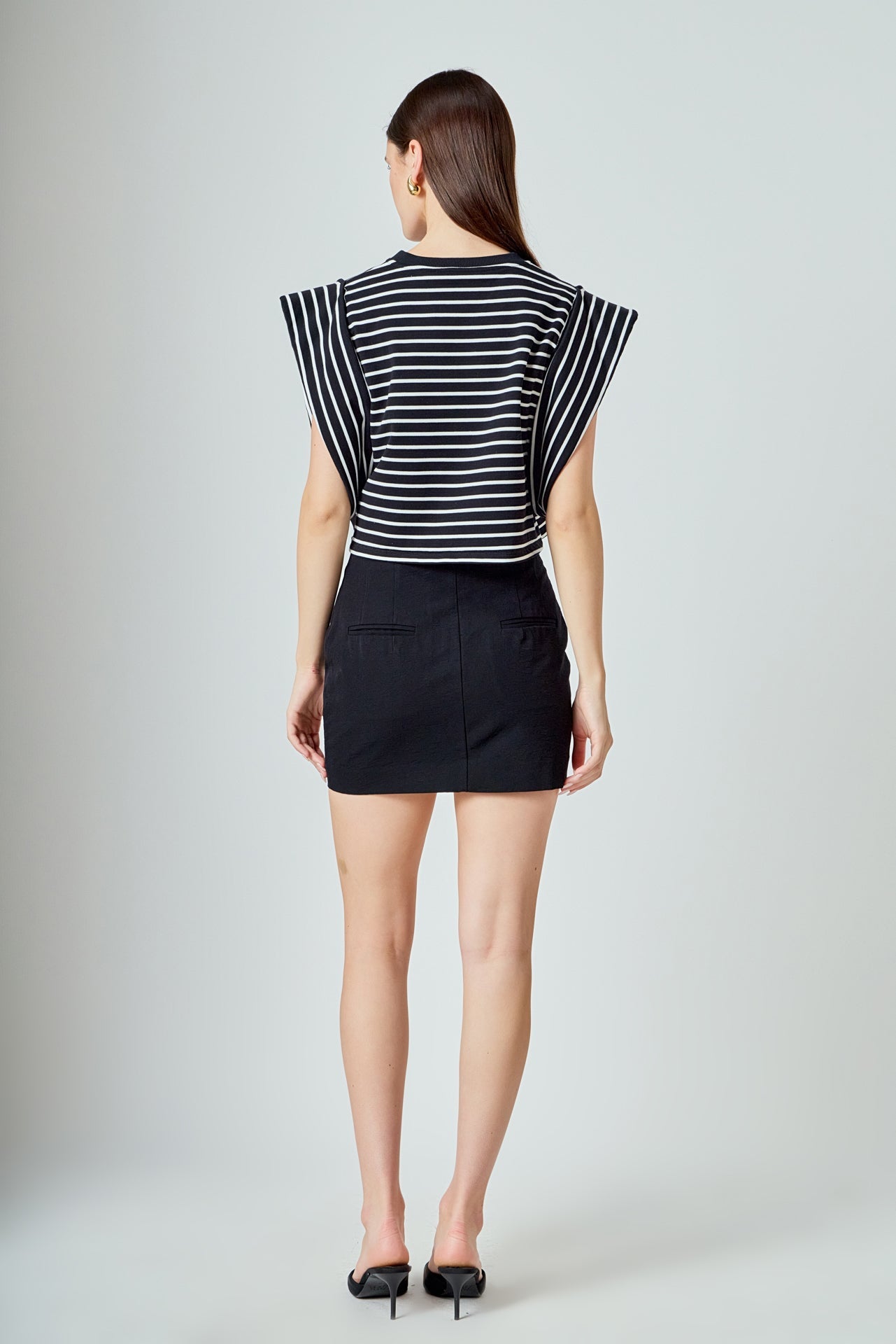 Stripe Drop Shoulder Cropped Top