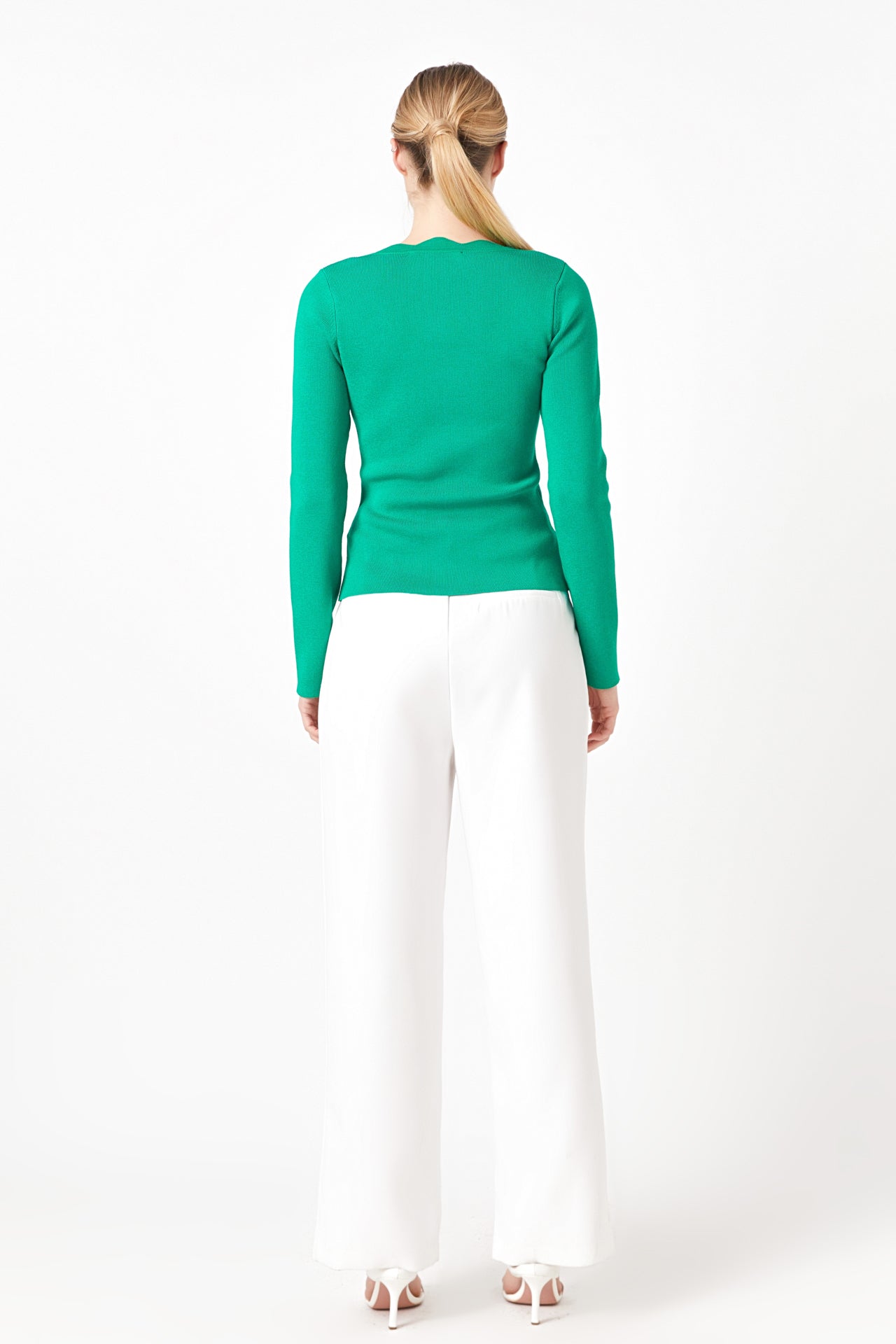 Scallop Detail Long Sleeve Sweater