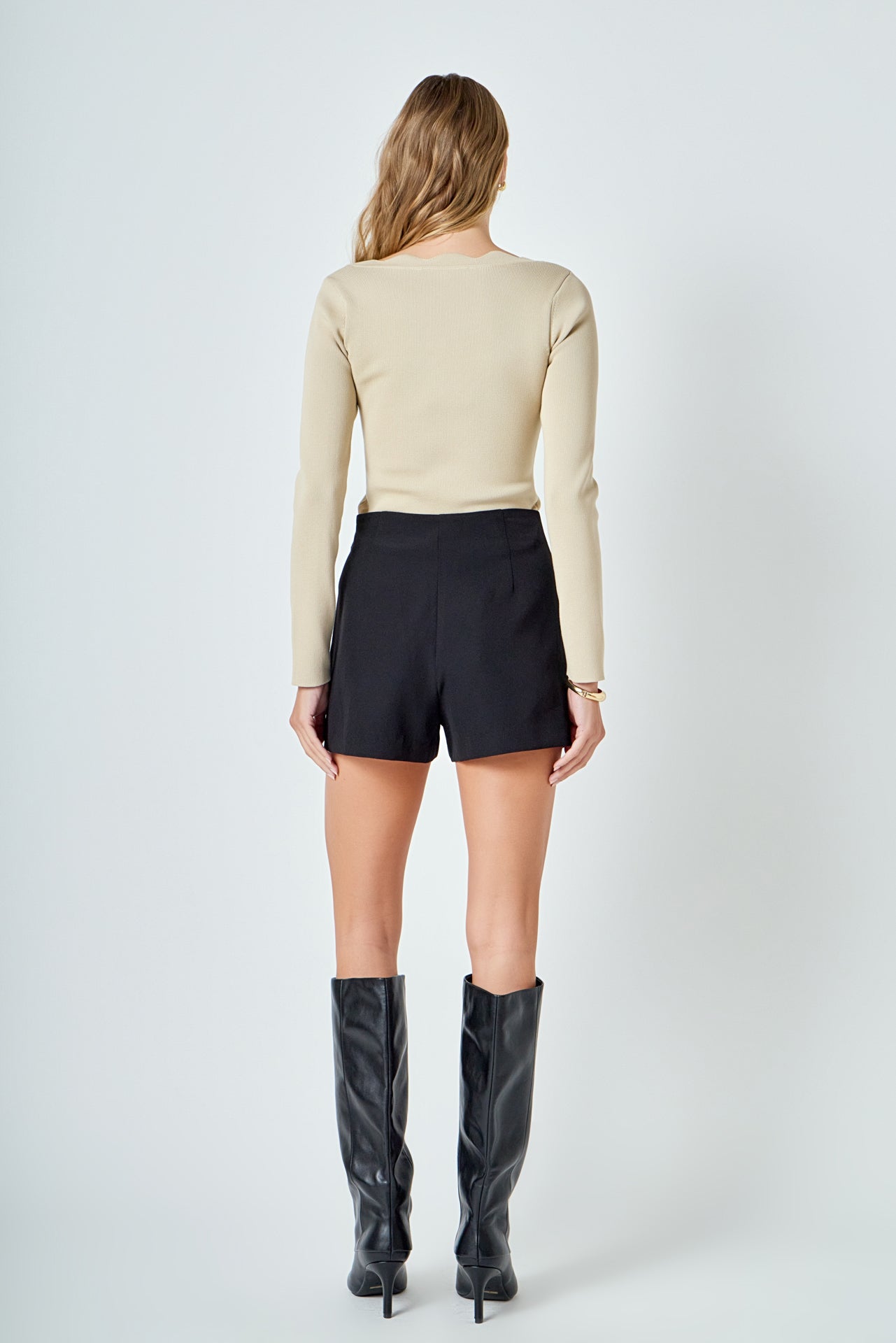 Scallop Detail Long Sleeve Sweater