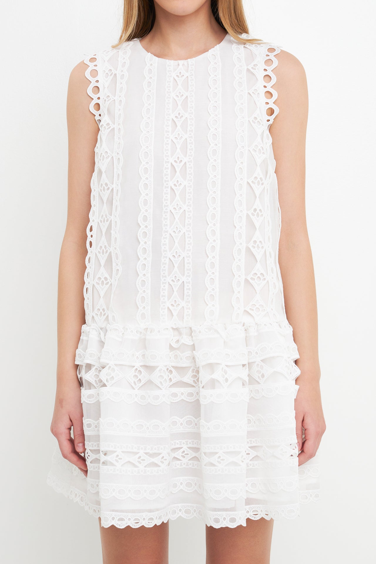 Lace Trim Detail Mini Dress