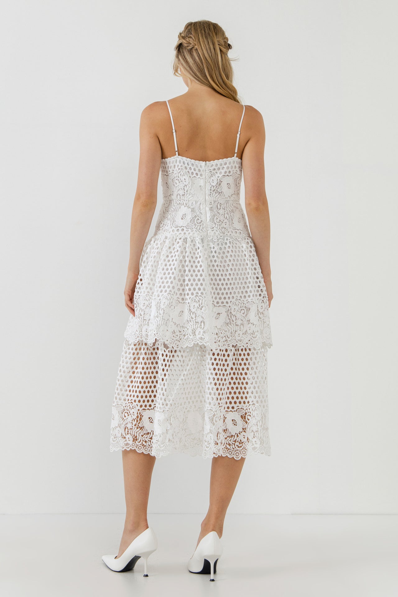 Lace Cami Tiered Midi Dress