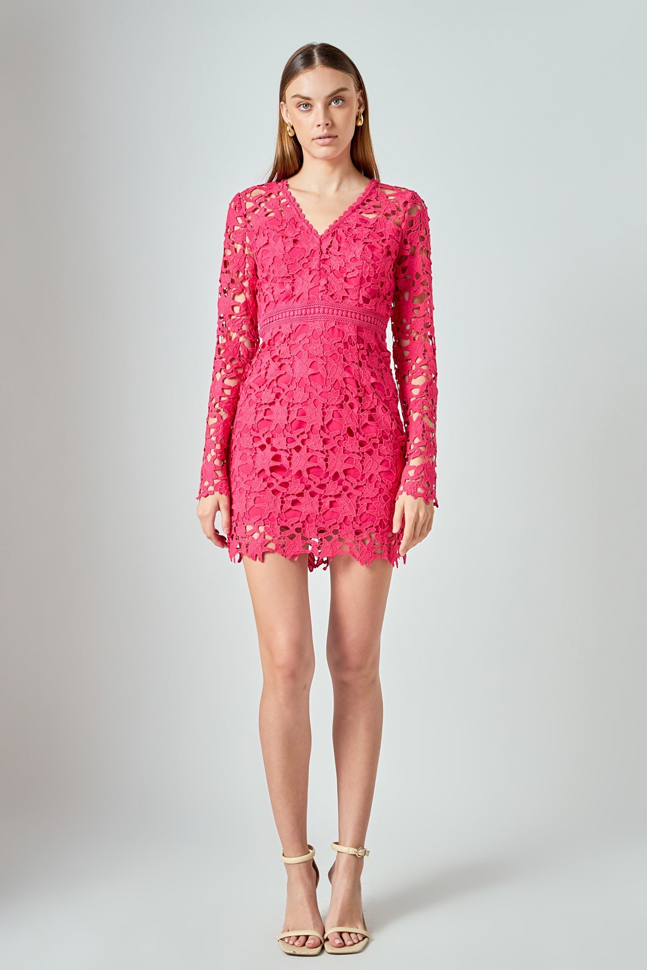 Long Sleeve Lace Mini Dress